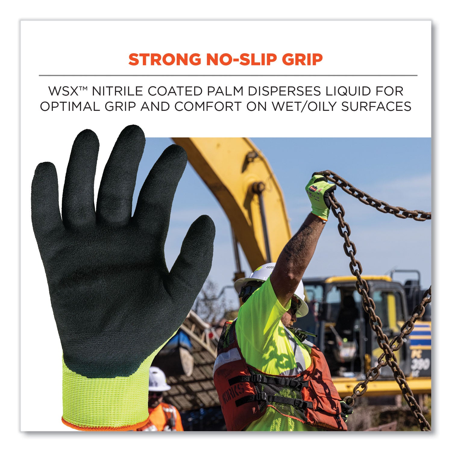 ProFlex 7021 Hi-Vis Nitrile-Coated CR Gloves, Lime, Small, Pair