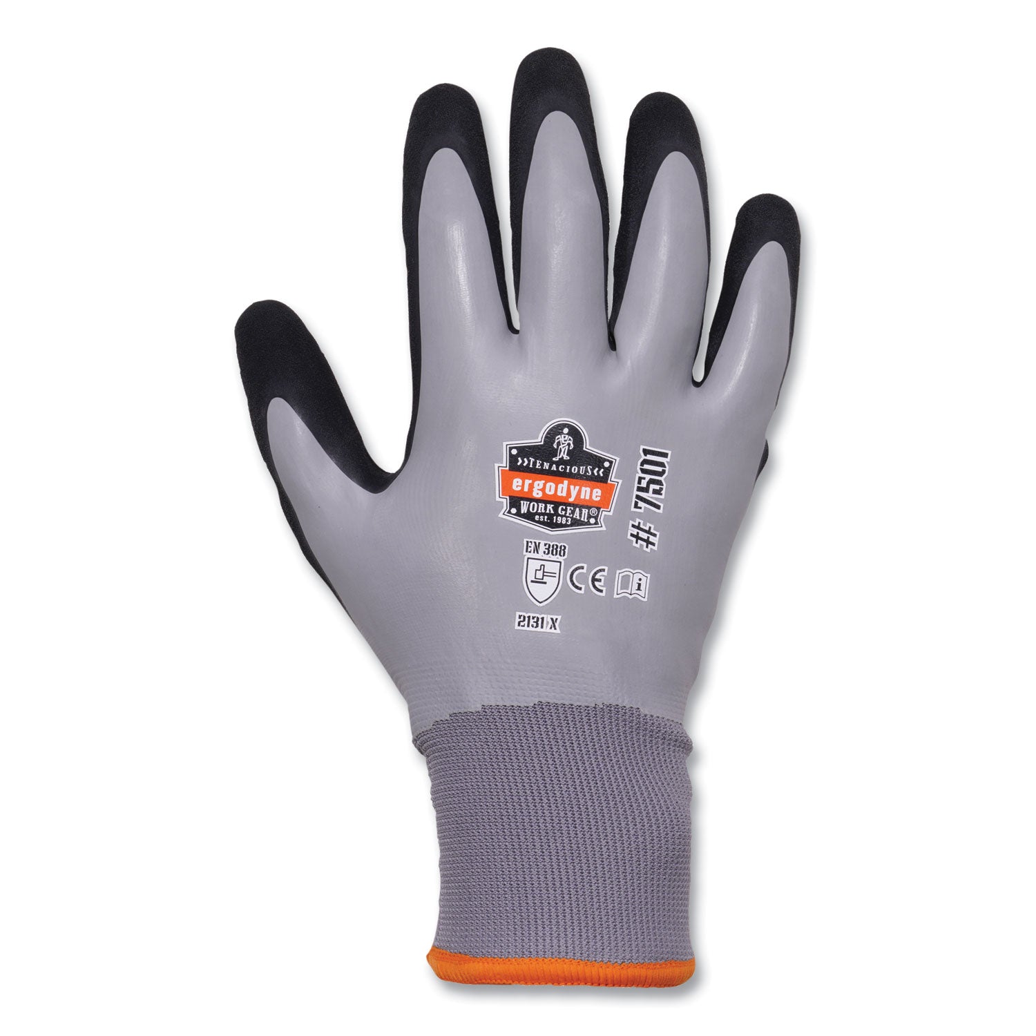 Ergodyne ProFlex 7501 Coated Waterproof Winter Work Gloves, Medium, Gray, Nitrile & Latex Coating, 1.75" Thick, 10" Length, 2/Pair, 144 Pairs/Carton