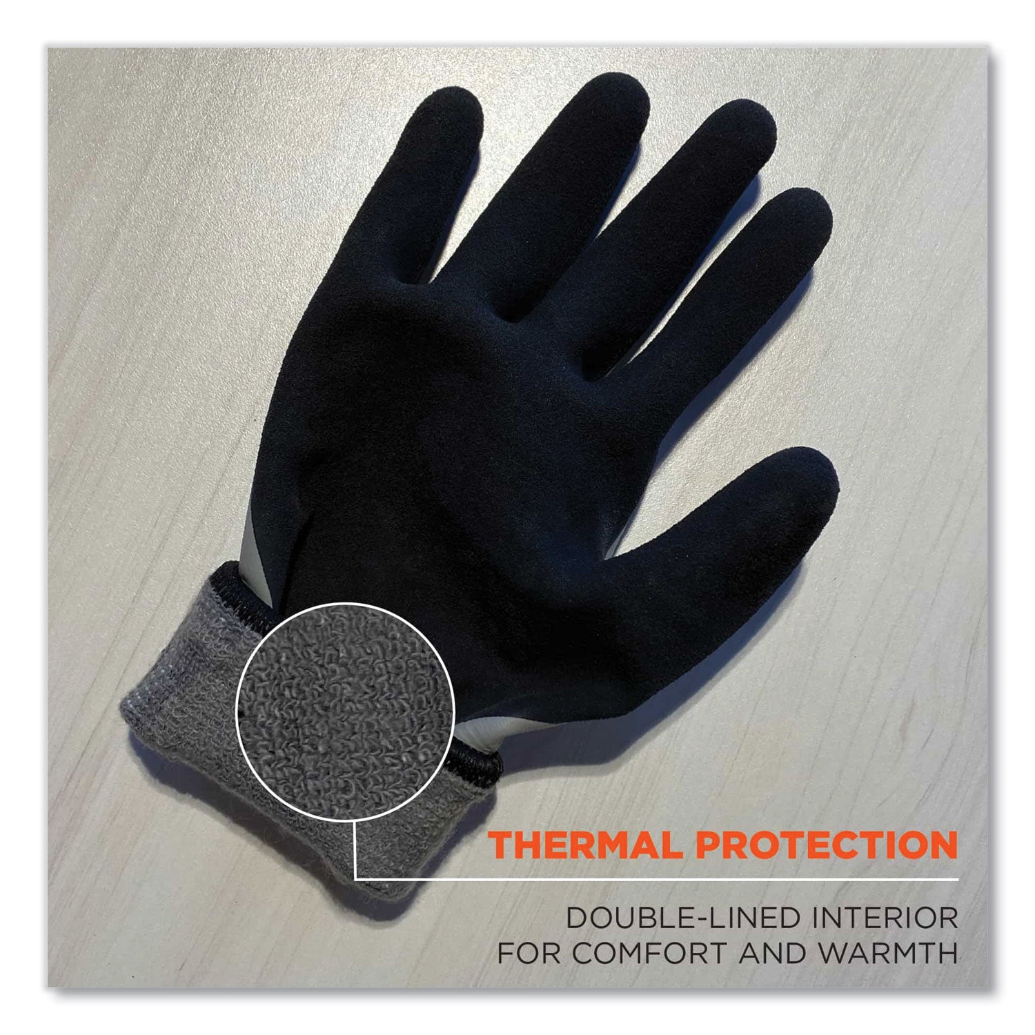 Ergodyne ProFlex 7501 Coated Waterproof Winter Work Gloves, XXL, Gray, Nitrile & Latex Coating, Thermal Protection, Cut & Abrasion Resistant, Superior Grip, Machine Washable, 2/Pair, 144 Pairs/Carton
