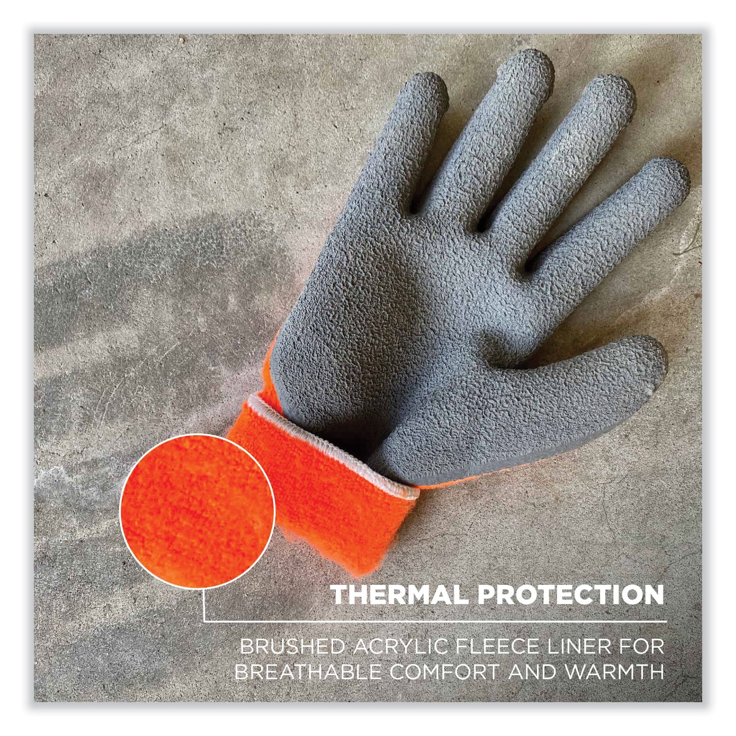Ergodyne ProFlex 7401 Coated Lightweight Winter Work Gloves, XXL, Orange, Latex Coating, Thermal Protection, Cut Resistant, 2/Pair, 144 Pairs per Carton
