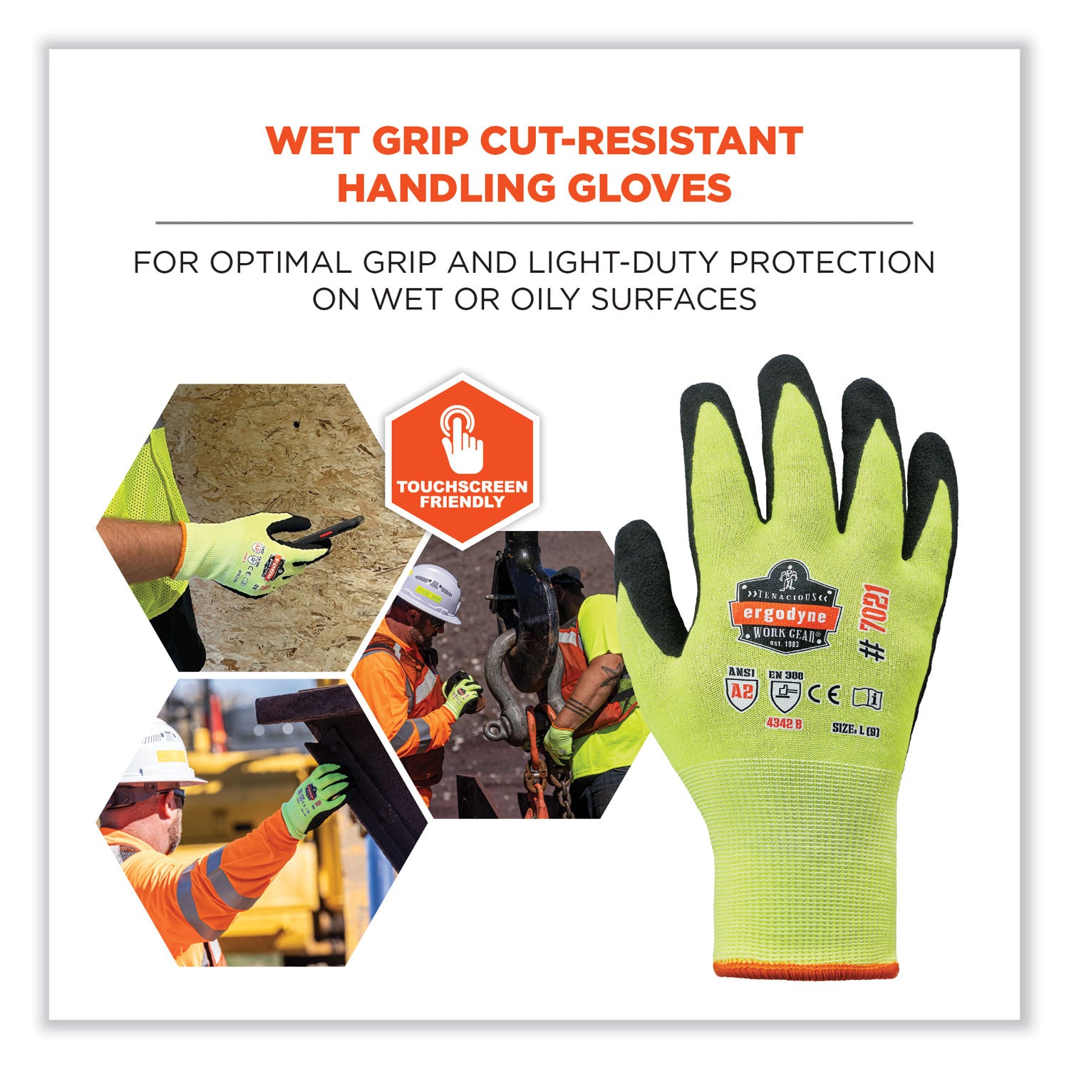 ProFlex 7021 Hi-Vis Nitrile-Coated CR Gloves, Lime, Medium Pair