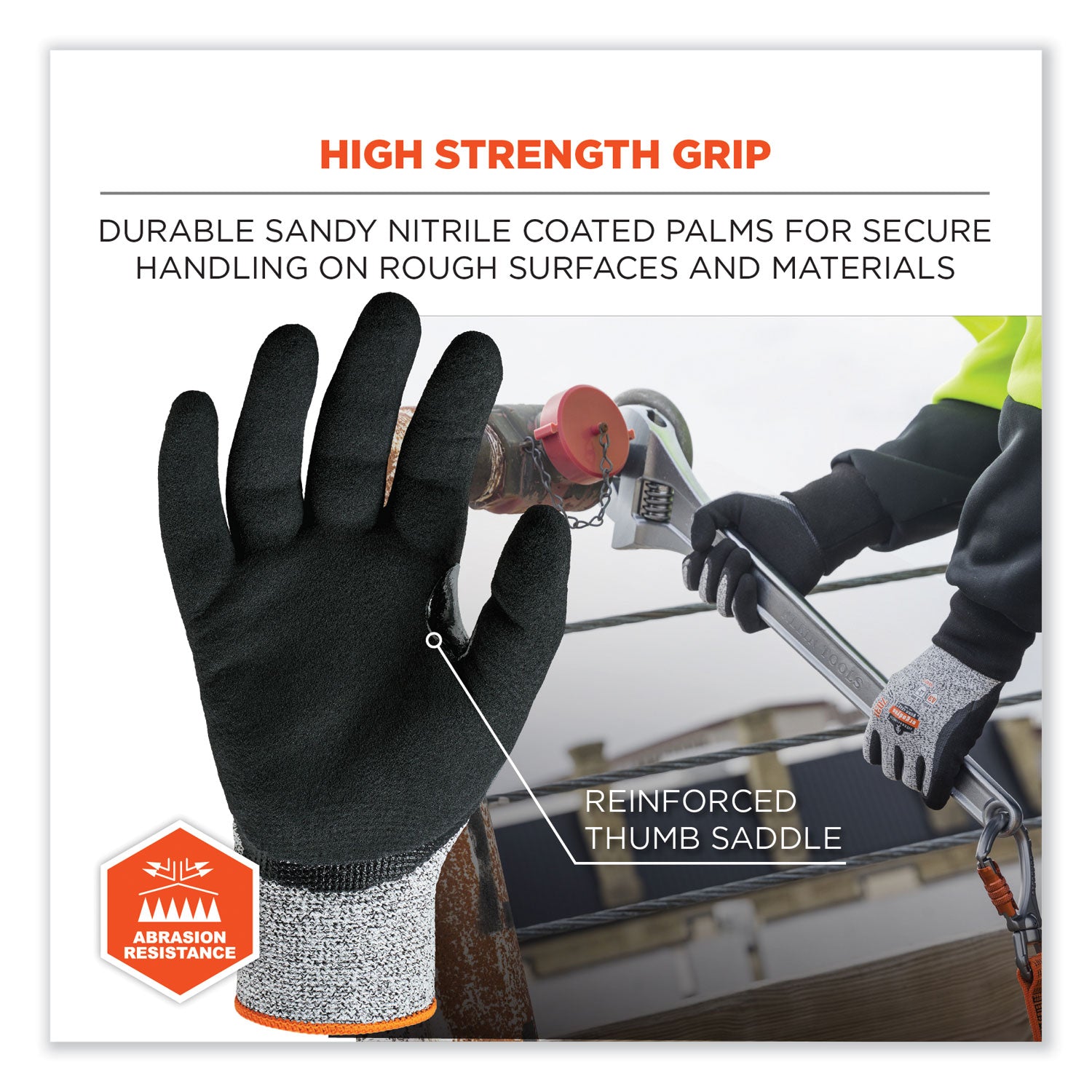Ergodyne ProFlex 7031 Nitrile-Coated Cut-Resistant Gloves, A3 Level, Small, Gray, 2" Thickness, 9.50" Length, 2 Pairs, 12 Carton