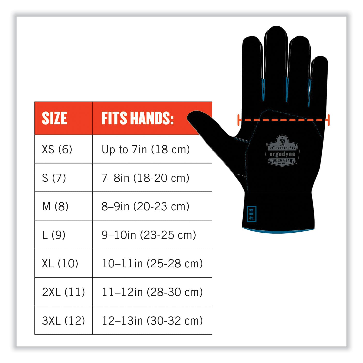 Ergodyne ProFlex 7551 A5 Coated Waterproof Gloves, Small, Orange, Nitrile & Latex Coating, 1.75" Thick, 10" Length, 2 Pairs per Pack, 144 Packs per Carton