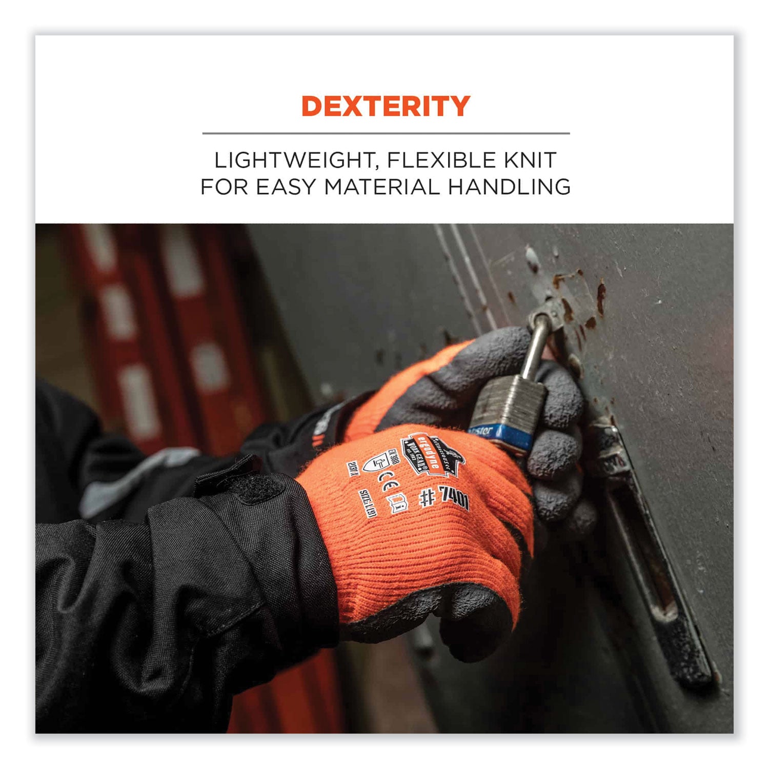 Ergodyne ProFlex 7401 Coated Lightweight Winter Work Gloves, XXL, Orange, Latex Coating, Thermal Protection, Cut Resistant, 2/Pair, 144 Pairs per Carton