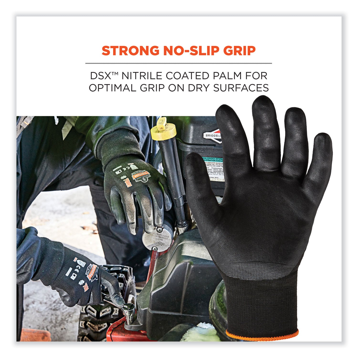 Ergodyne ProFlex 7001 Abrasion-Resistant Nitrile-Coated Gloves, Small, Black, Touchscreen Capable, Seamless, Breathable, Flexible, Durable, 2 Pairs per Pack, 12 Packs per Bag