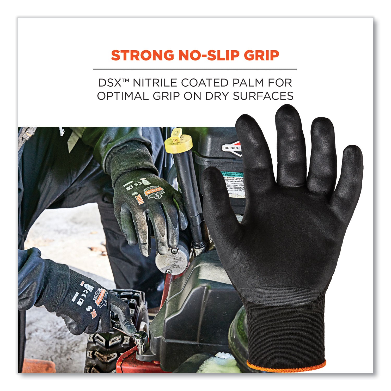 Ergodyne ProFlex 7001 Abrasion-Resistant Nitrile-Coated Gloves, Extra Large, Black, Touchscreen Capable, Seamless Knit Wrist, 0.75" Thick, 9.25" Length, 2/Pair, 144 Pairs/Carton