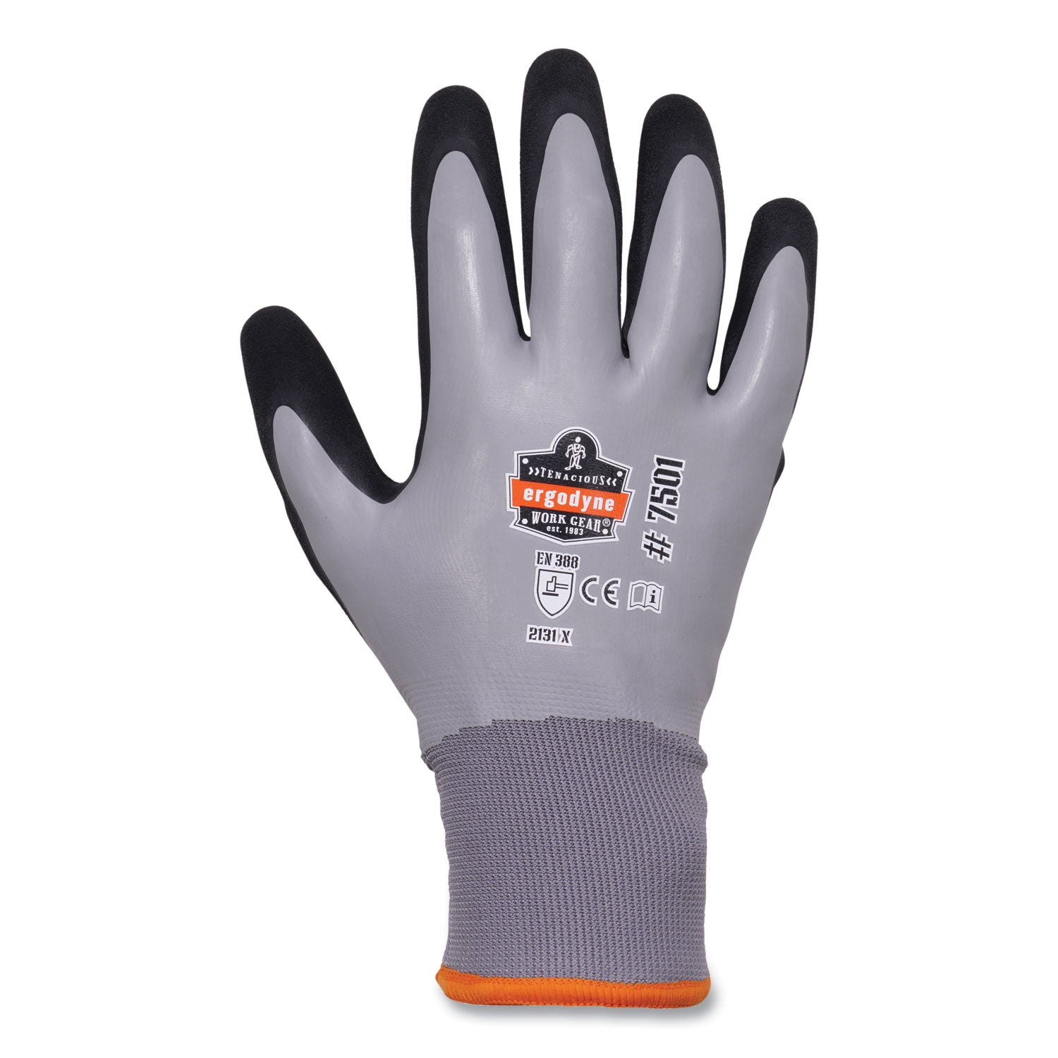 Ergodyne ProFlex 7501 Coated Waterproof Winter Work Gloves, XXL, Gray, Nitrile & Latex Coating, Thermal Protection, Cut & Abrasion Resistant, Superior Grip, Machine Washable, 2/Pair, 144 Pairs/Carton