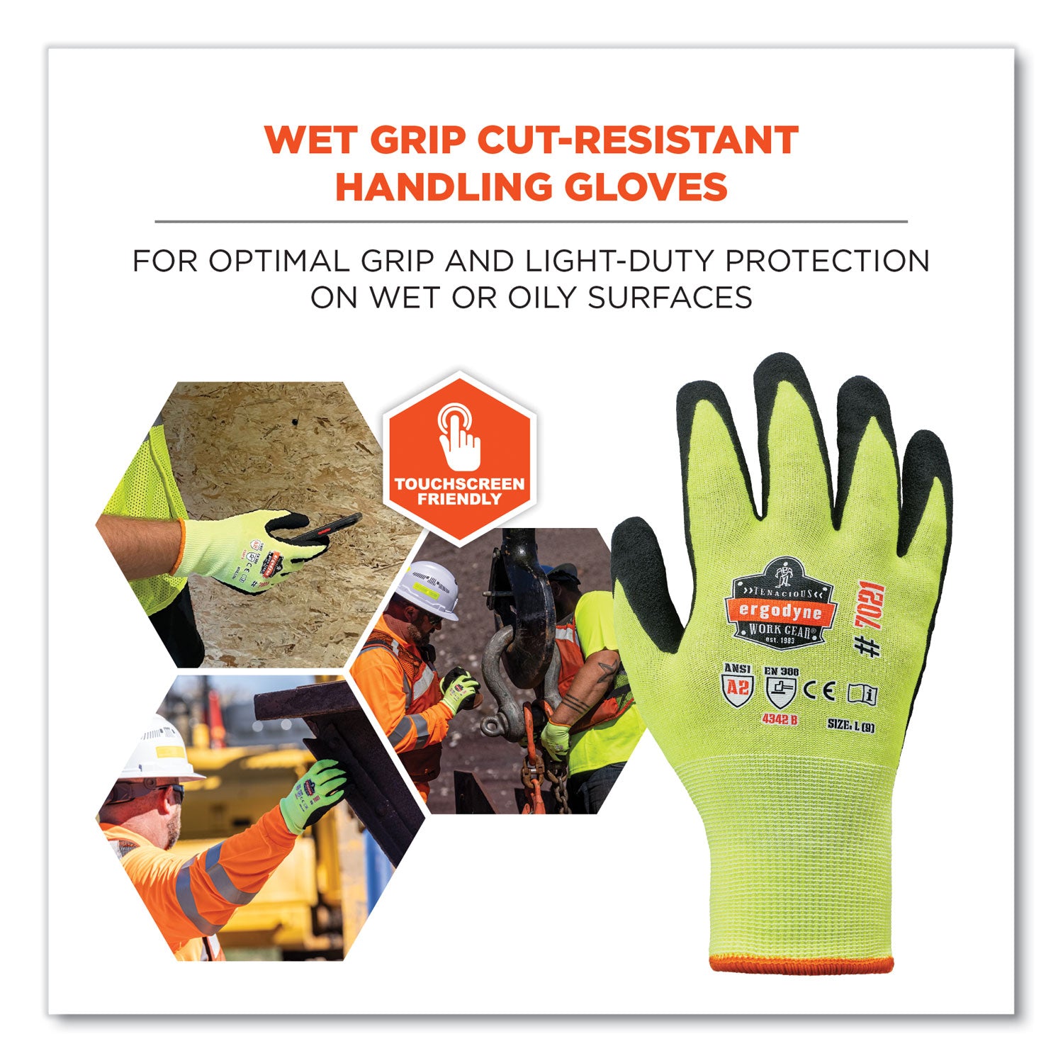 ProFlex 7021 Hi-Vis Nitrile-Coated CR Gloves, Lime, Small, Pair