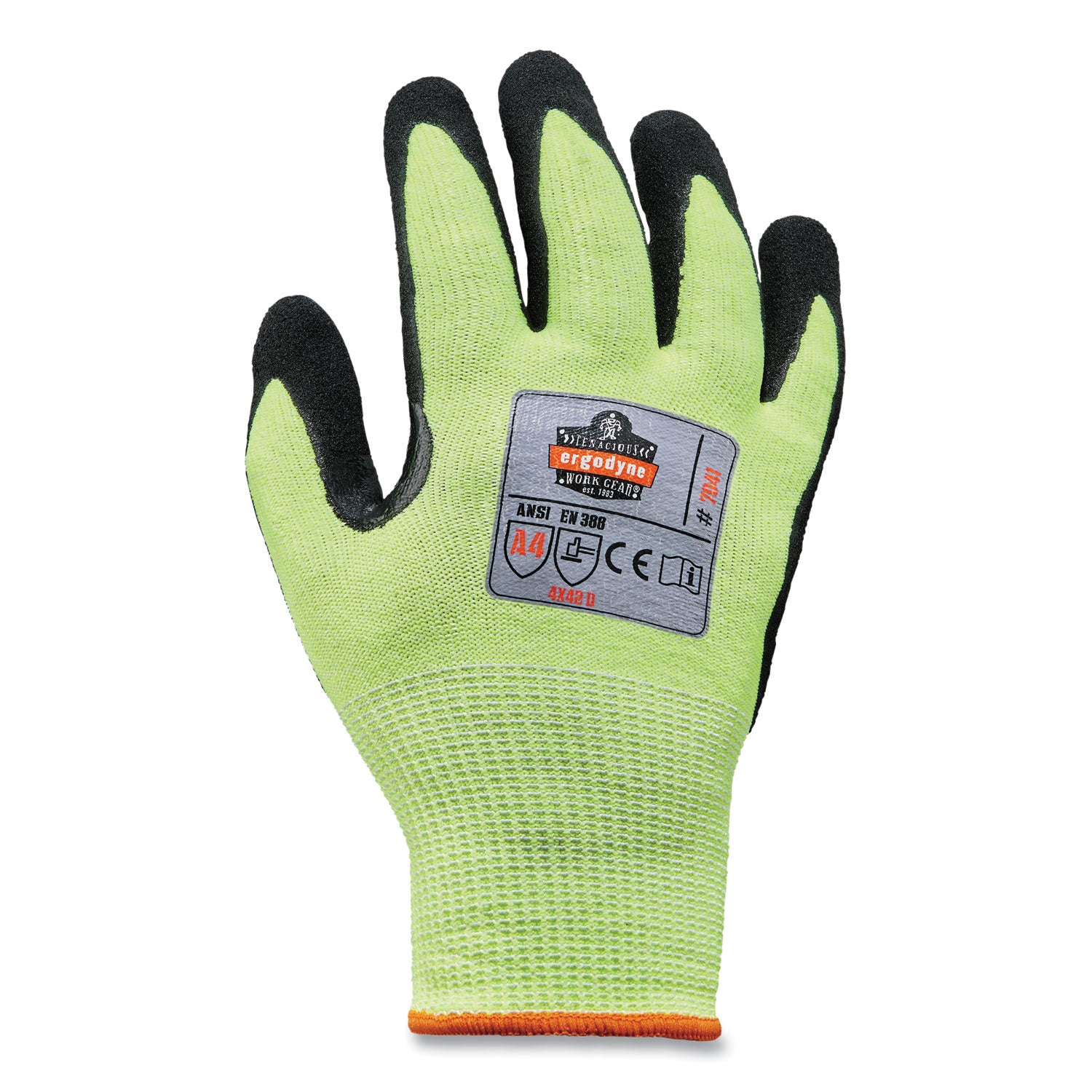 Ergodyne ProFlex 7041 Hi-Vis Nitrile-Coated Level 4 Cut Gloves, XXL, Lime, 2.25" Thick, 12" Length, 2 Pairs per Carton, High Visibility, Cut & Abrasion Resistant, Superior Grip, Breathable, Seamless, Machine Washable