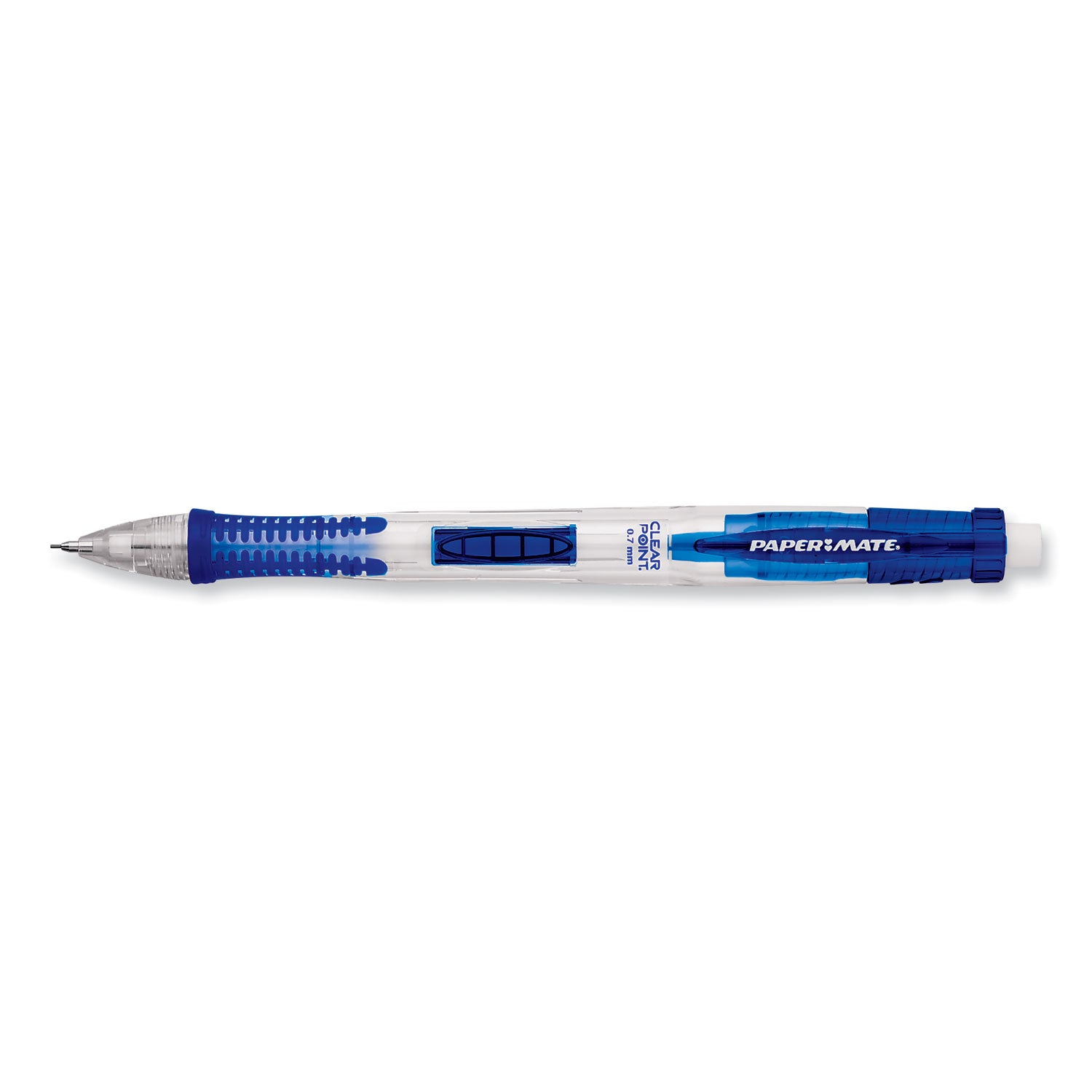 Paper Mate Clear Point Mechanical Pencils, 0.7 mm, Blue Barrel, Refillable, 12/Box