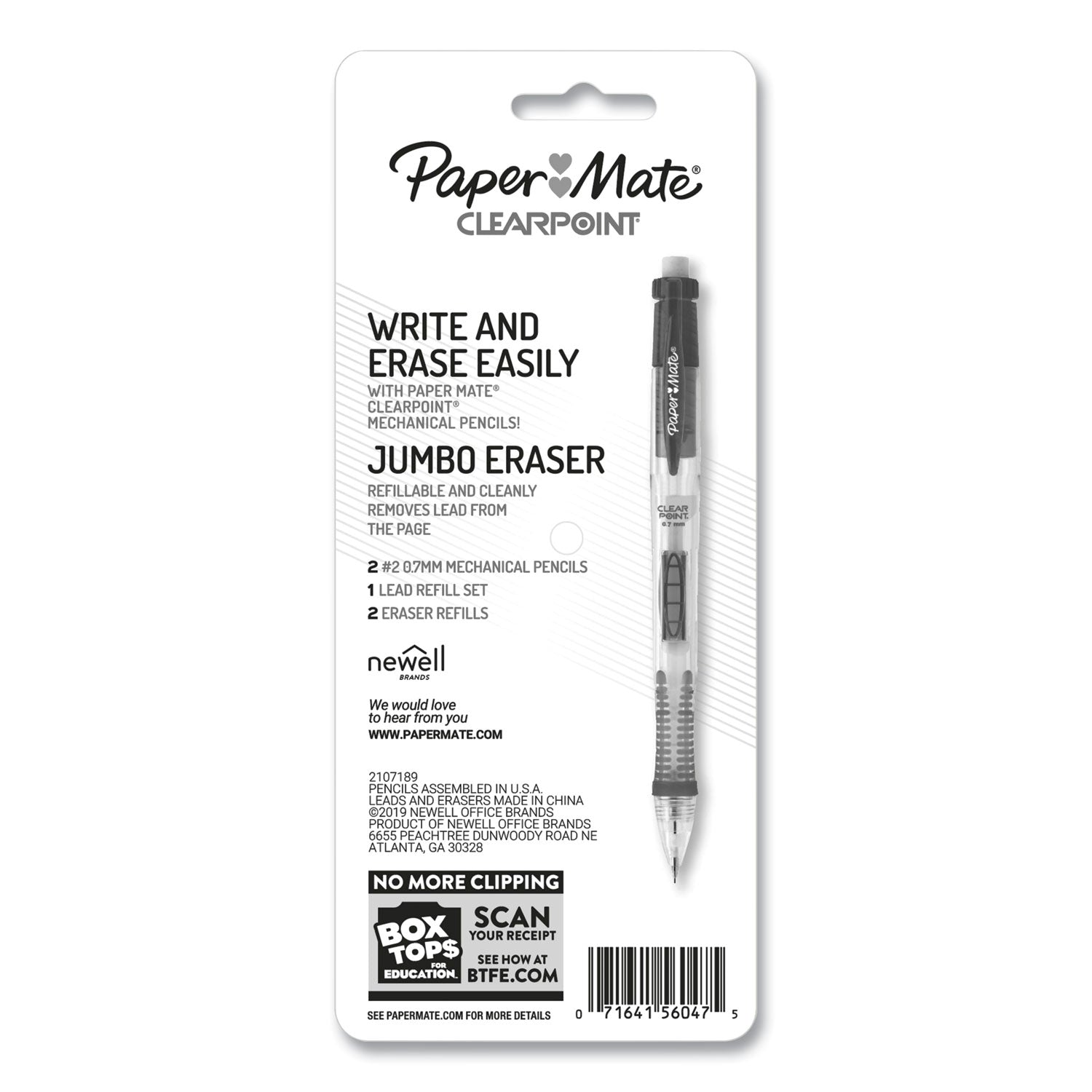 Paper Mate Clear Point Mechanical Pencils - 0.7 mm Black Lead - Refillable - Assorted Barrel - 2 / Pack