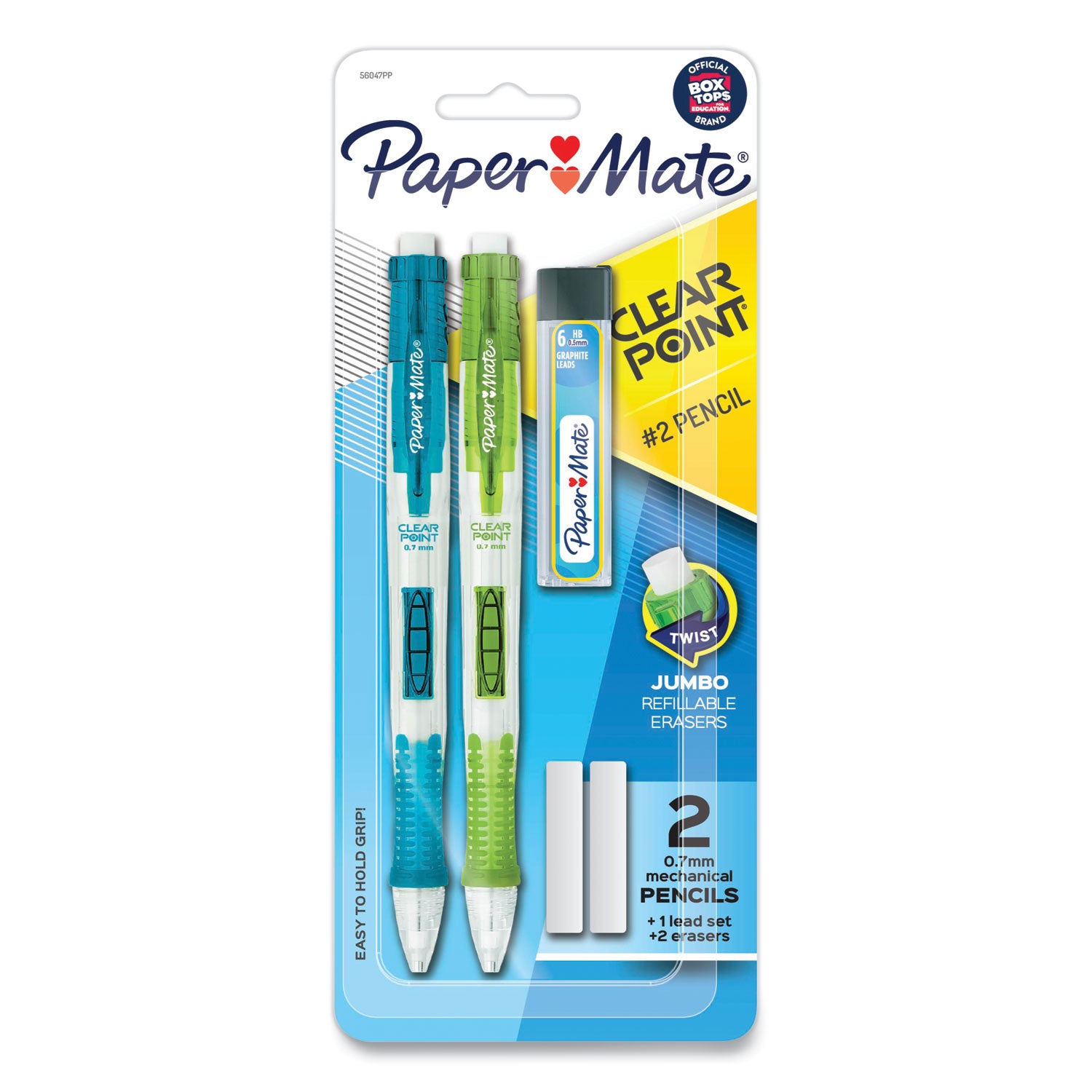 Paper Mate Clear Point Mechanical Pencils - 0.7 mm Black Lead - Refillable - Assorted Barrel - 2 / Pack