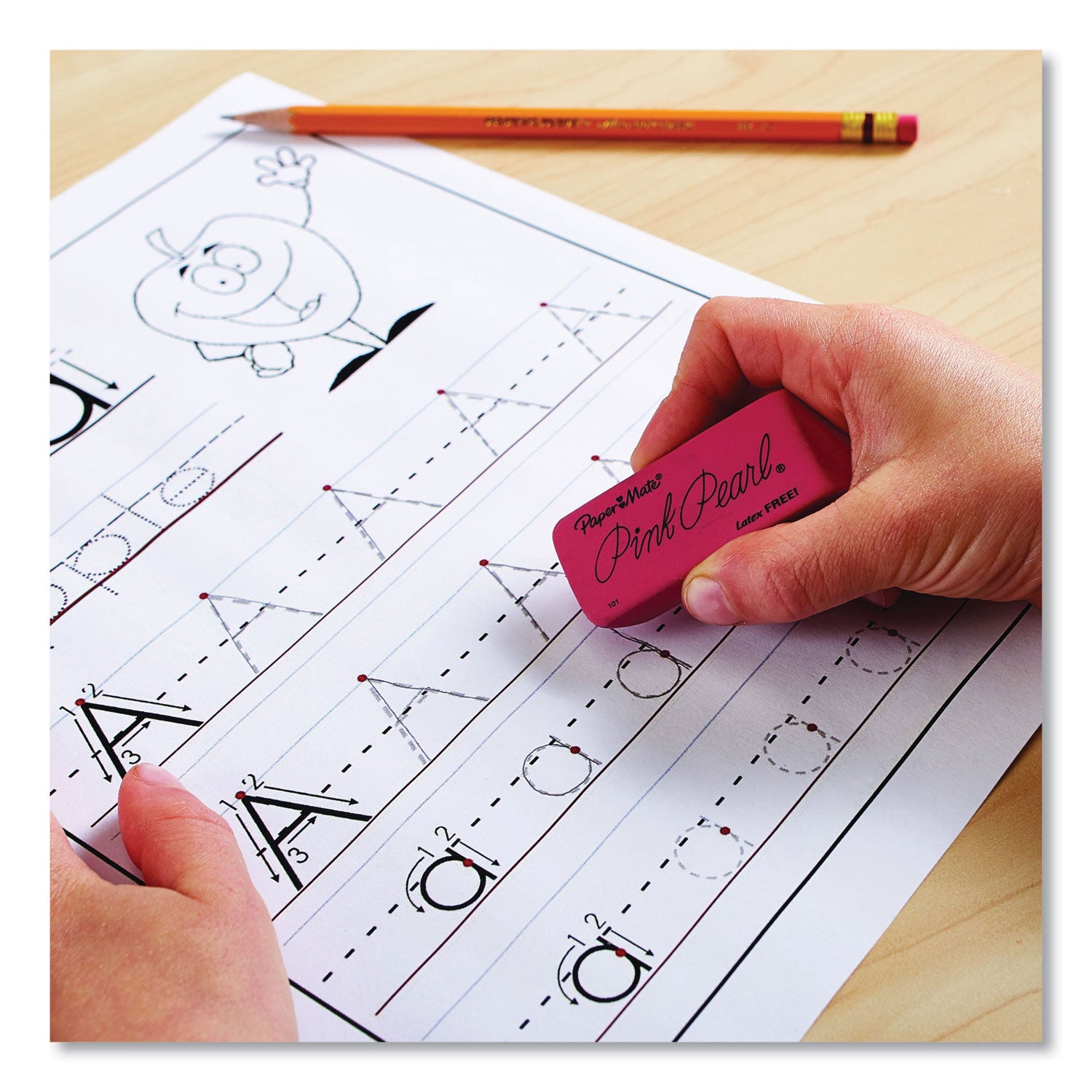 Paper Mate Pink Pearl Eraser - Pink - Rubber - 3 / Pack - Soft, Pliable, Smudge-free, Latex-free, Beveled Edge