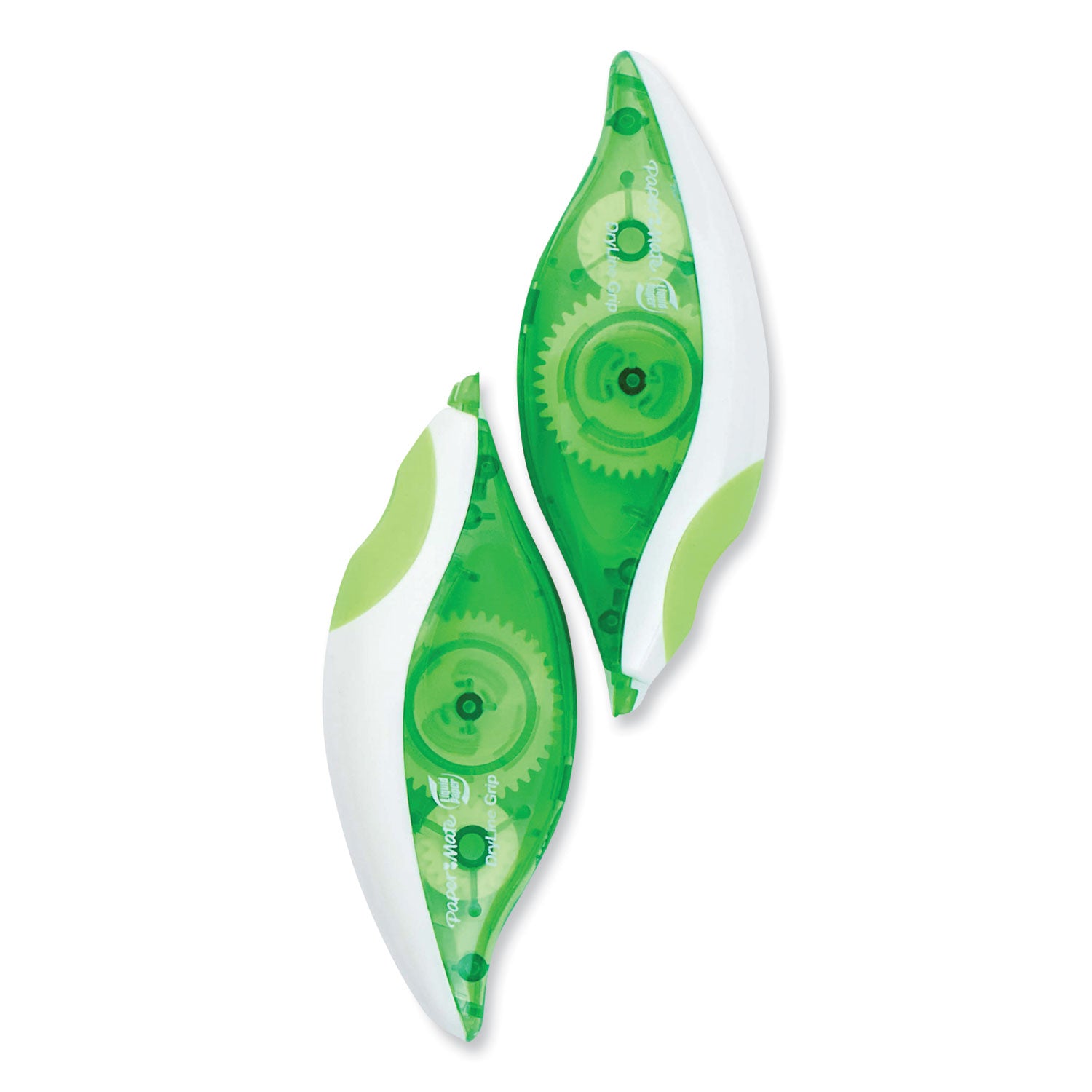 Paper Mate DryLine Grip Correction Tape, 0.20" x 27.80 ft, Green/White/Transparent Dispenser, Smooth, Mess-free, Swivel Tip, Ergonomic, Tear Resistant, 2 Pack