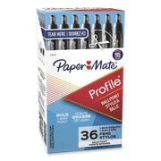 Paper Mate Retractable Profile Ballpoint Pens - 1.4 mm Super Bold Conical Pen Point - Refillable - Retractable - Black Ink - Gel-based - Translucent Black Barrel - 36 / Pack