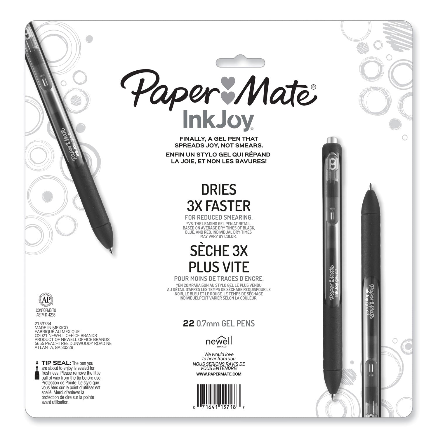 0.7 mm Pen Point - Assorted Ink - Gel-based - 22 / Pack