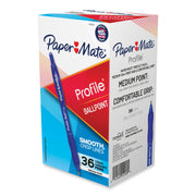 Paper Mate Profile 1.0mm Ballpoint Pens - 1 mm Medium Conical Pen Point - Retractable - Blue Ink - Blue Barrel - 36 / Box