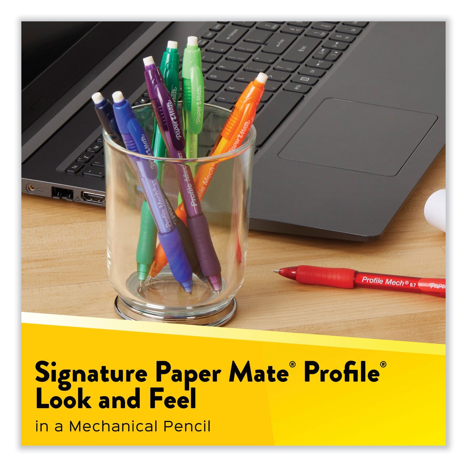 Paper Mate Profile Mechanical Pencils - 0.7 mm Black Lead - Refillable - Black Barrel - 1 Dozen
