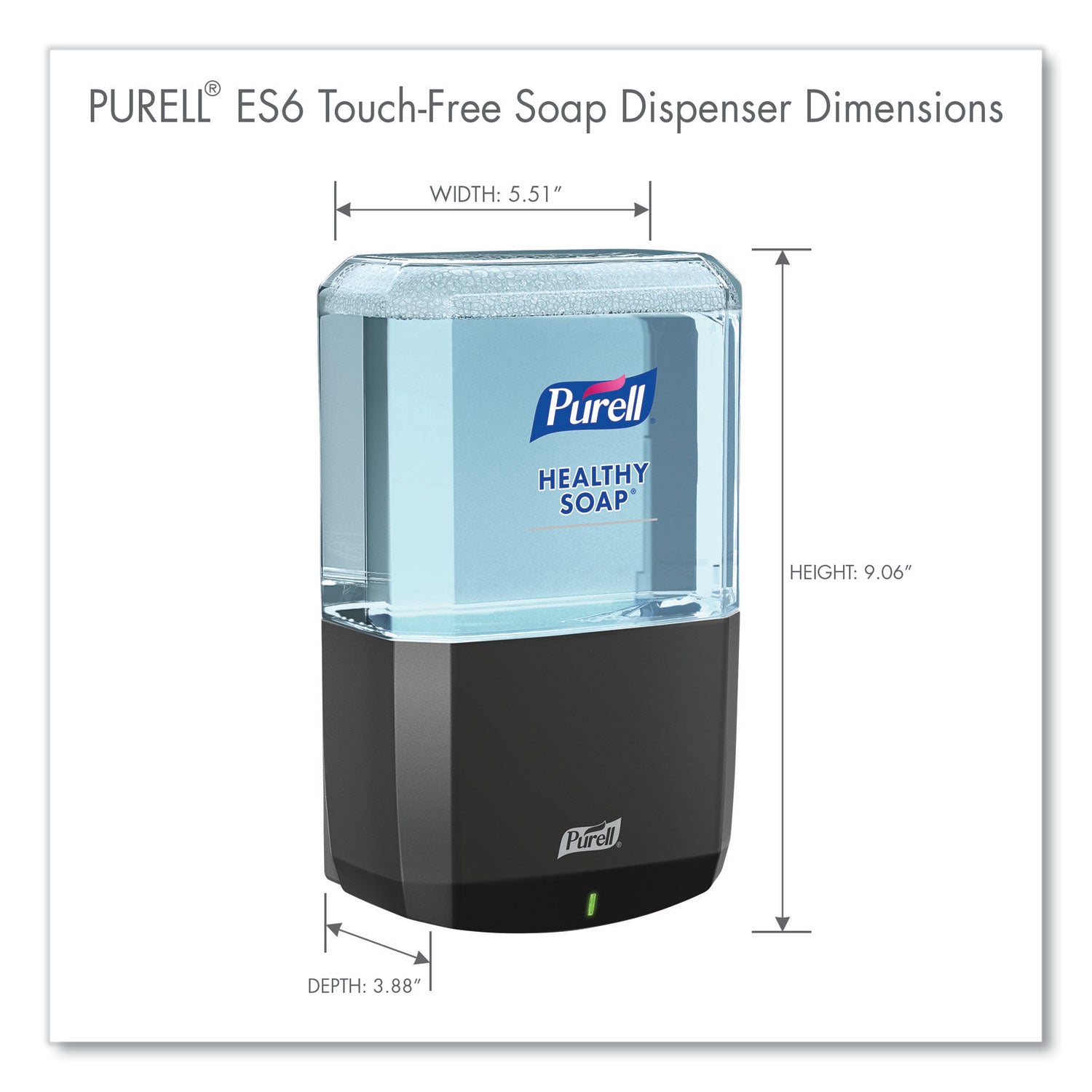 PURELL&reg; ES6 Touch-free Hand Soap Dispenser - Automatic - 1.27 quart Capacity - Support 4 x C Battery - Locking Mechanism, Durable, Wall Mountable, Touch-free - Graphite - 1 Each
