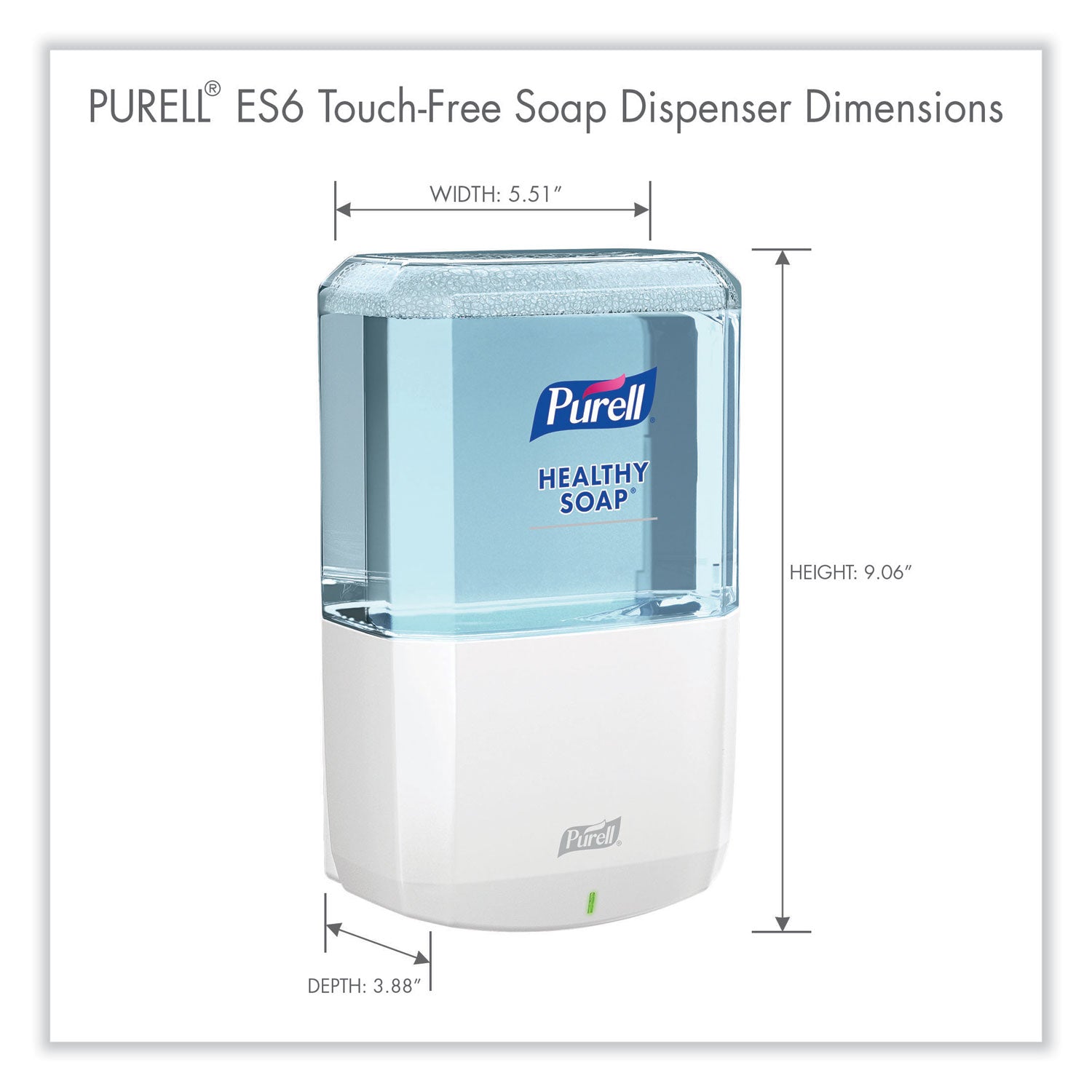 PURELL&reg; ES6 Touch-free Hand Soap Dispenser - Automatic - 1.27 quart Capacity - Support 4 x C Battery - Locking Mechanism, Durable, Wall Mountable, Touch-free - White - 1 Each