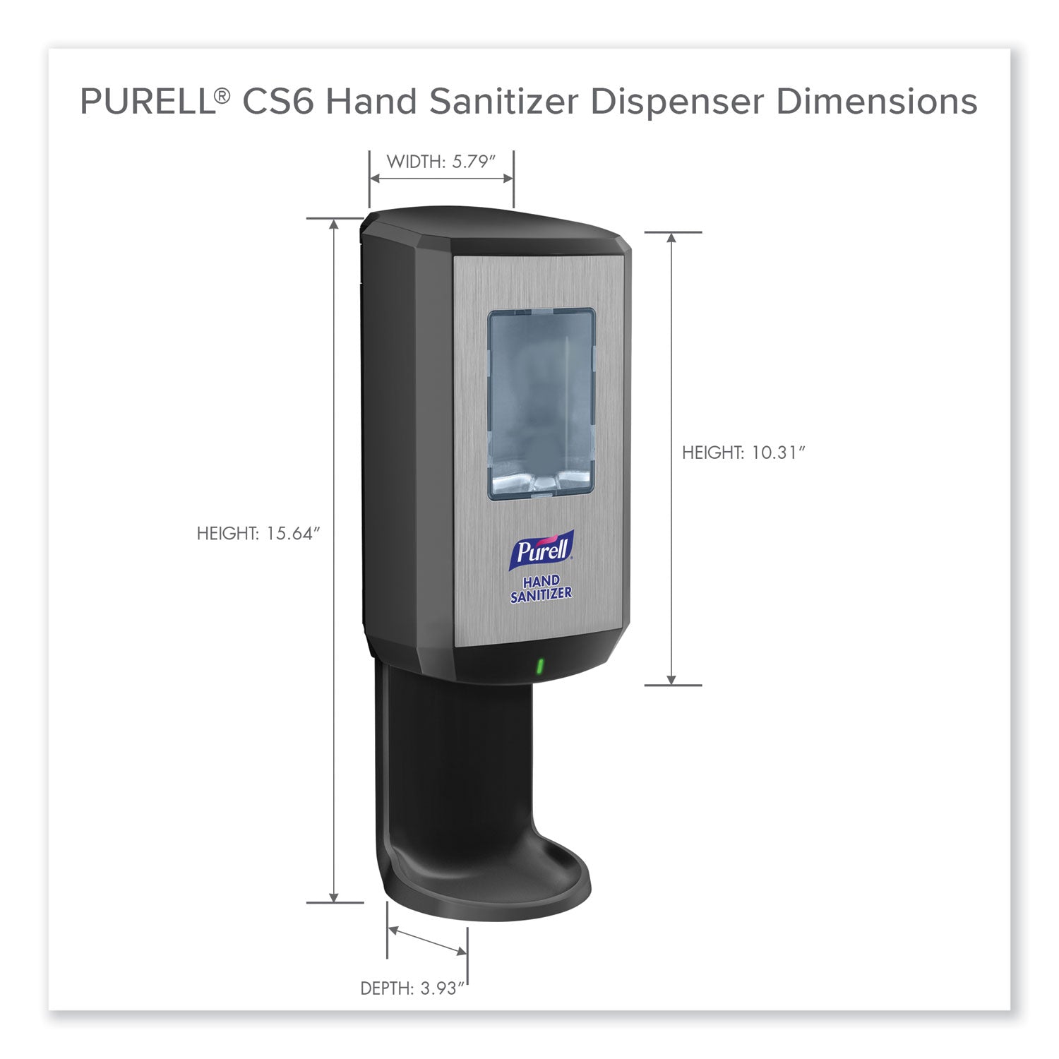PURELL&reg; CS6 Hand Sanitizer Dispenser - Automatic - 1.27 quart Capacity - Support 4 x C Battery - Wall Mountable, Refillable, Site Window, Locking Mechanism, Touch-free - Graphite - 1 Carton
