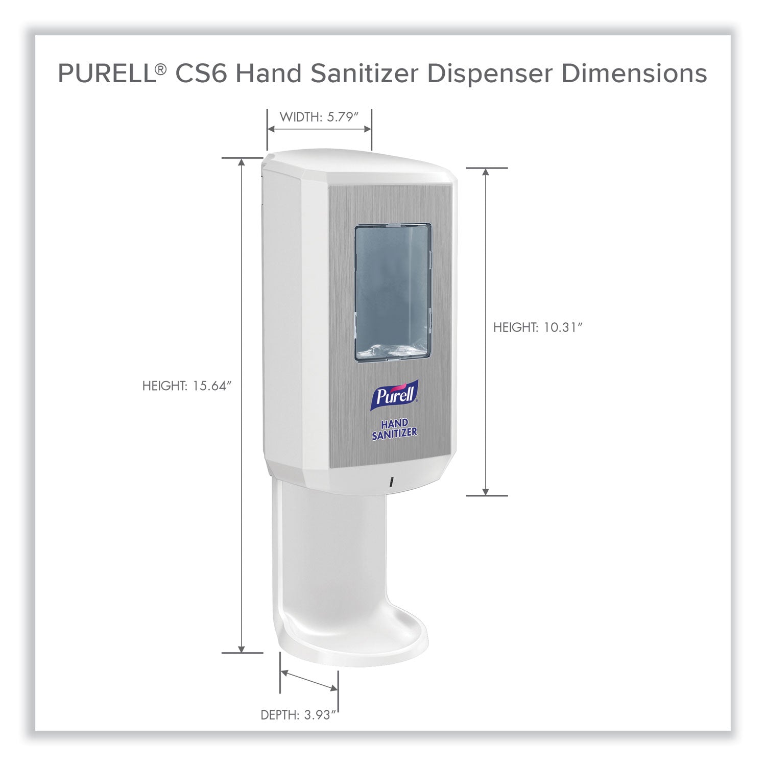 PURELL&reg; CS6 Hand Sanitizer Dispenser - Automatic - 1.27 quart Capacity - Support 4 x C Battery - Wall Mountable, Refillable, Site Window, Locking Mechanism, Touch-free - White - 1 Carton