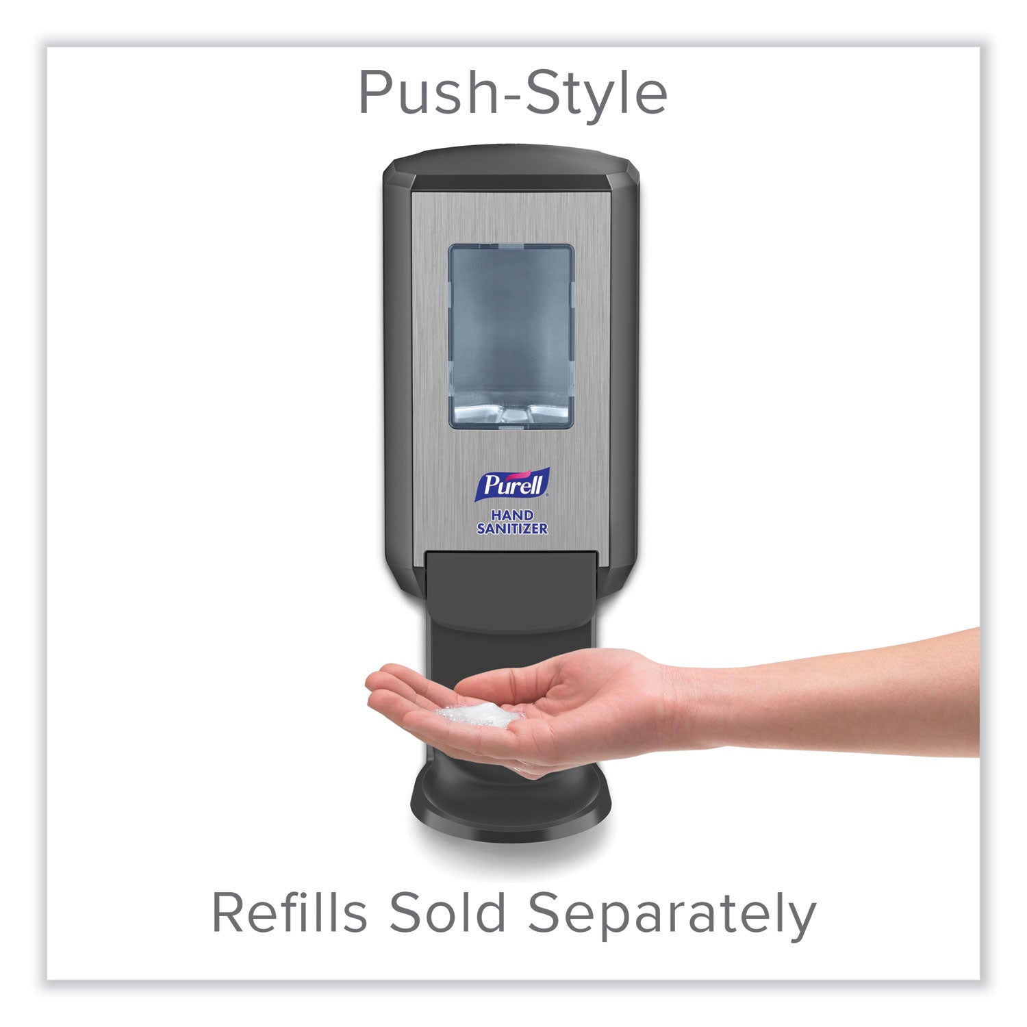 PURELL CS4 Hand Sanitizer Dispenser, Manual, 1.27 Quart Capacity, Site Window, Refillable, Sanitary-Sealed, Recyclable, Locking Mechanism, Durable, Wall Mountable, Graphite, 1 Each