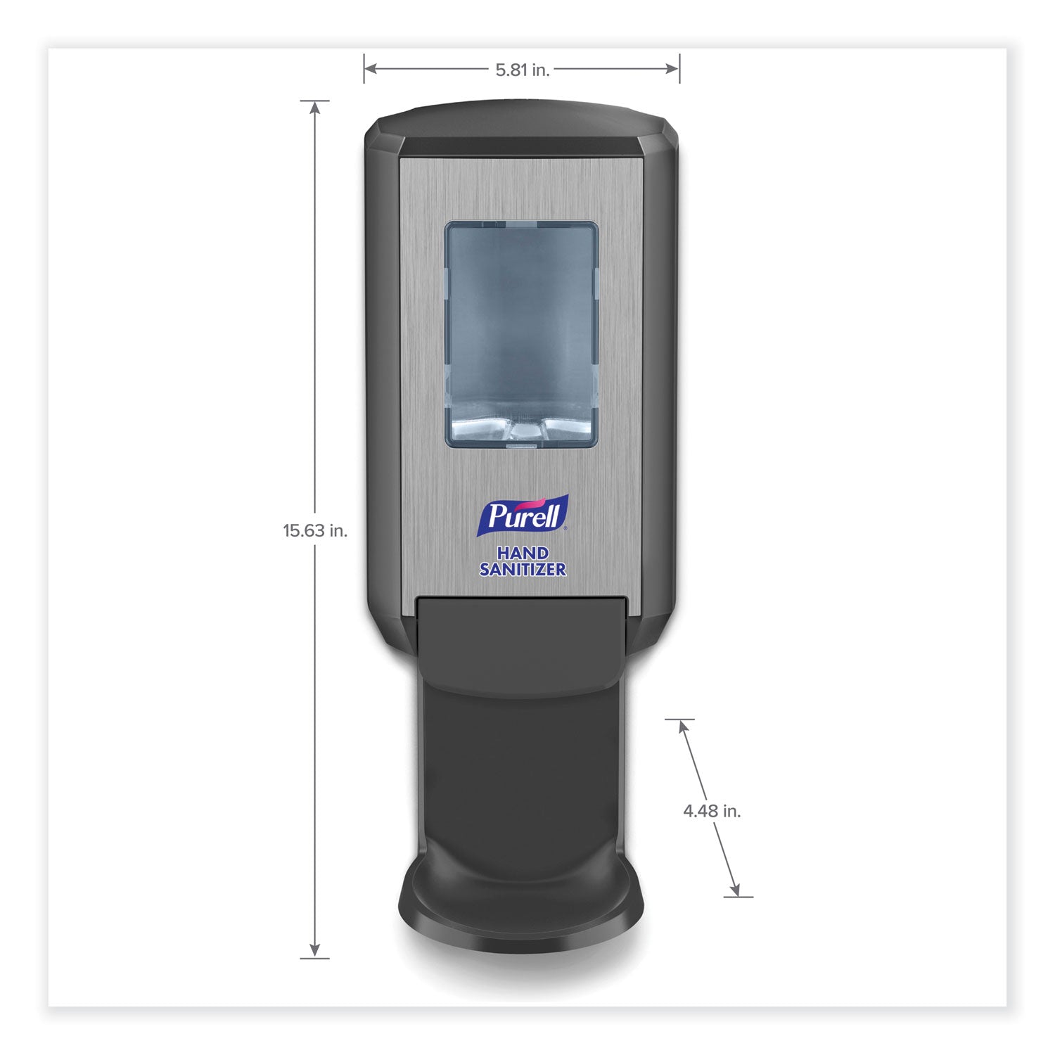 PURELL CS4 Hand Sanitizer Dispenser, Manual, 1.27 Quart Capacity, Site Window, Refillable, Sanitary-Sealed, Recyclable, Locking Mechanism, Durable, Wall Mountable, Graphite, 1 Each