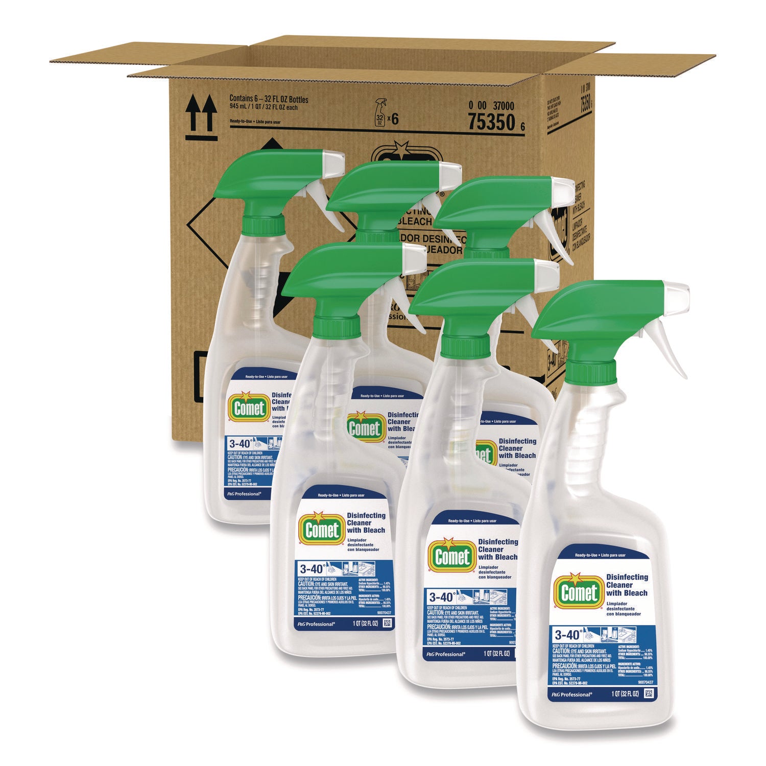 Comet Disinfecting Cleaner Spray, Ready-To-Use, Fresh Scent, Heavy Duty, Non-abrasive, 32 fl oz (1 quart), Multi Spray Bottle, 1 Bottle