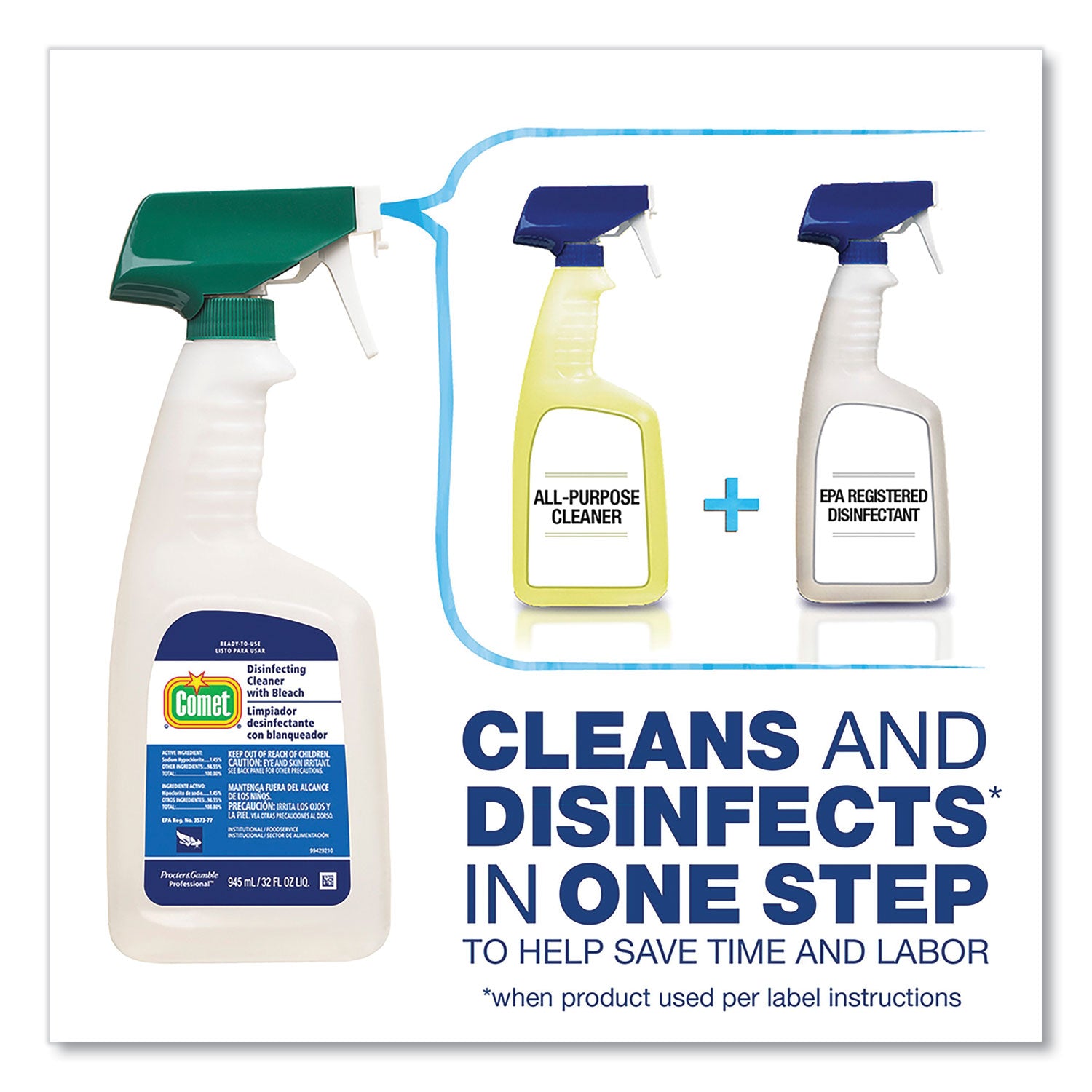 Comet Disinfectant - 128 fl oz (4 quart) - Heavy Duty, Deodorize, Non-abrasive - 1 Bottle