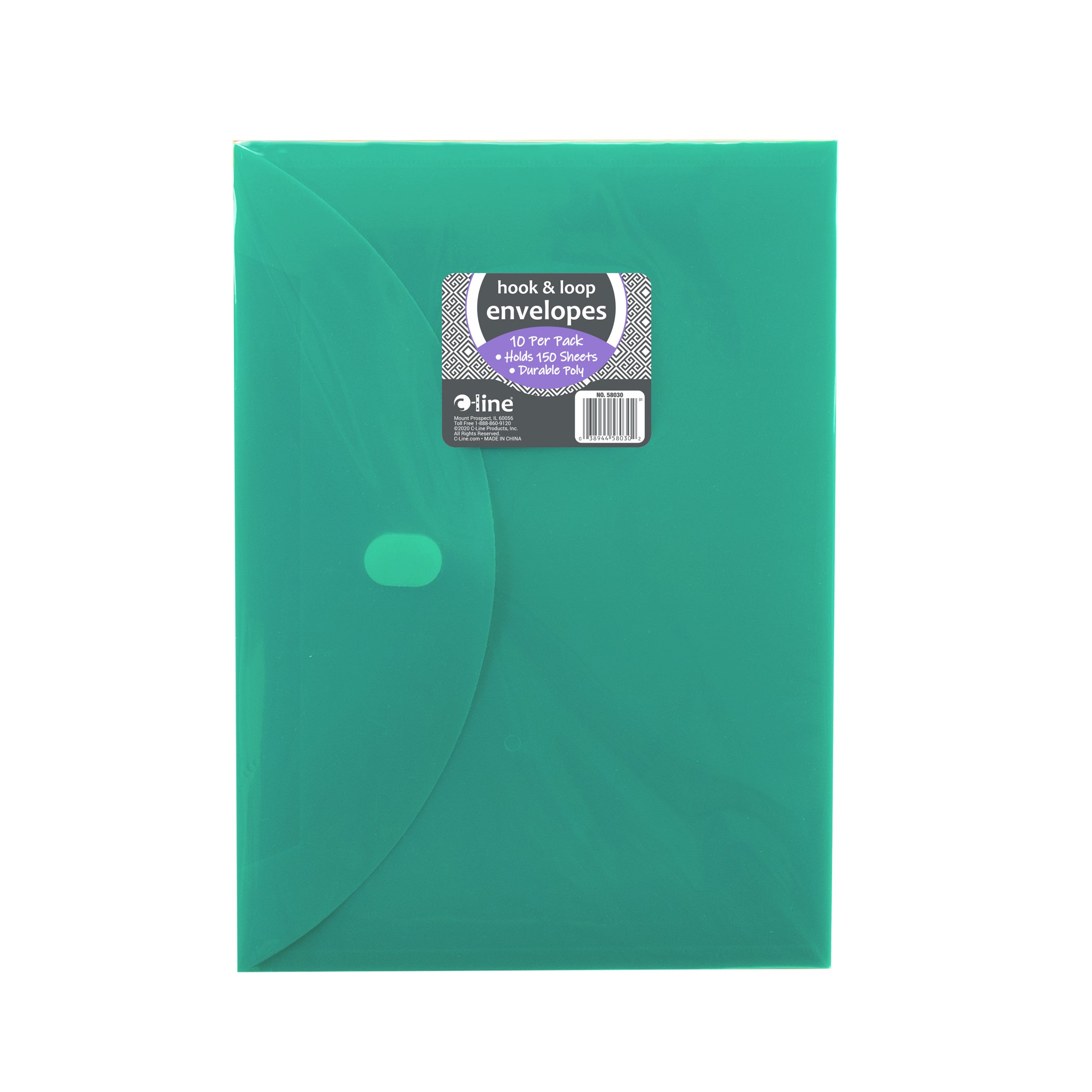 XL Reusable Envelopes, Hook and Loop Closure, 8 1/2 x 11, Assorted Colors, Pack of 10