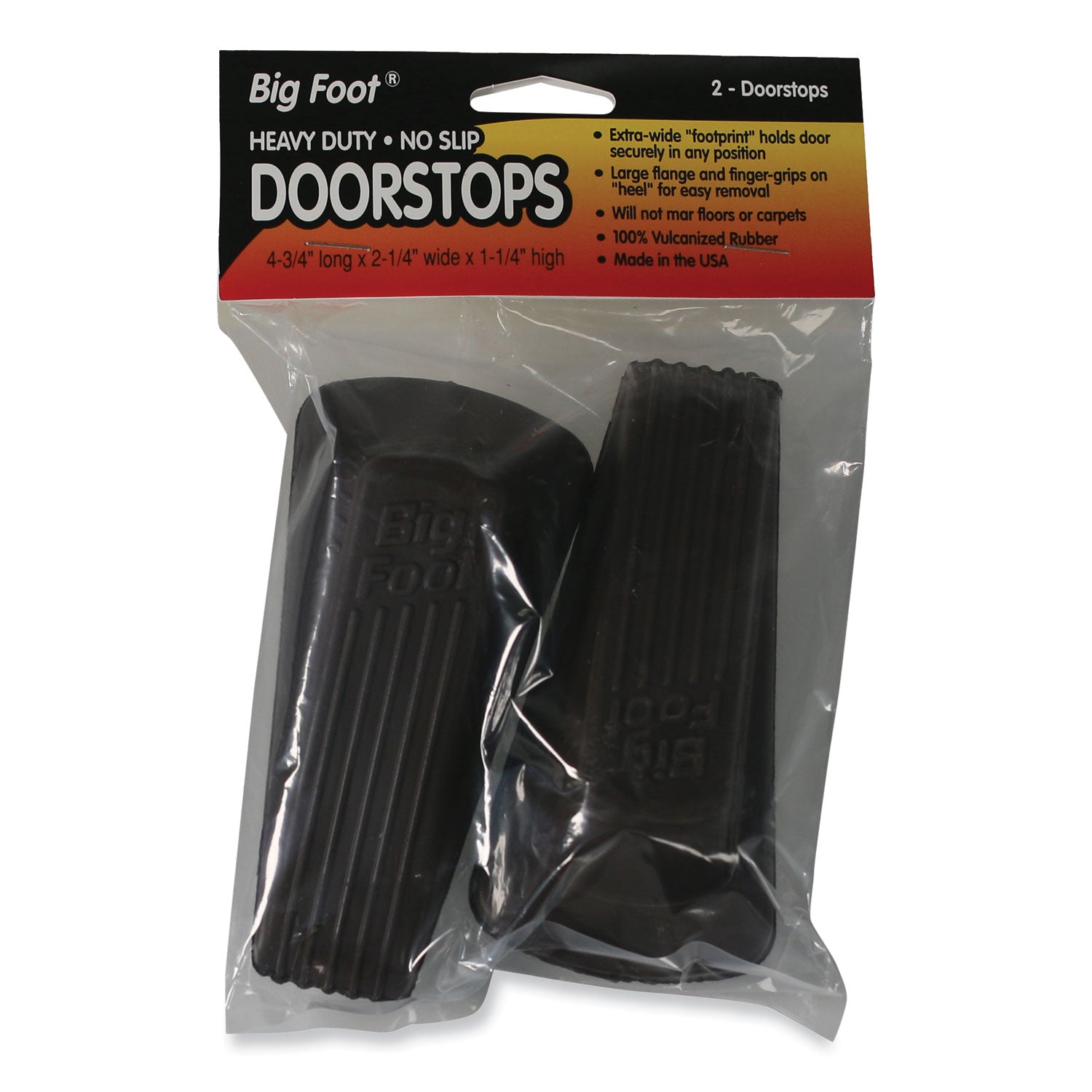 Big Foot Doorstop - Brown - Impact Resistant, Crush Resistant, Heavy Duty, Non-slip, Crush Proof - Vulcanized Rubber - 1.3" Height x 2.3" Width - Brown - 1 Pack