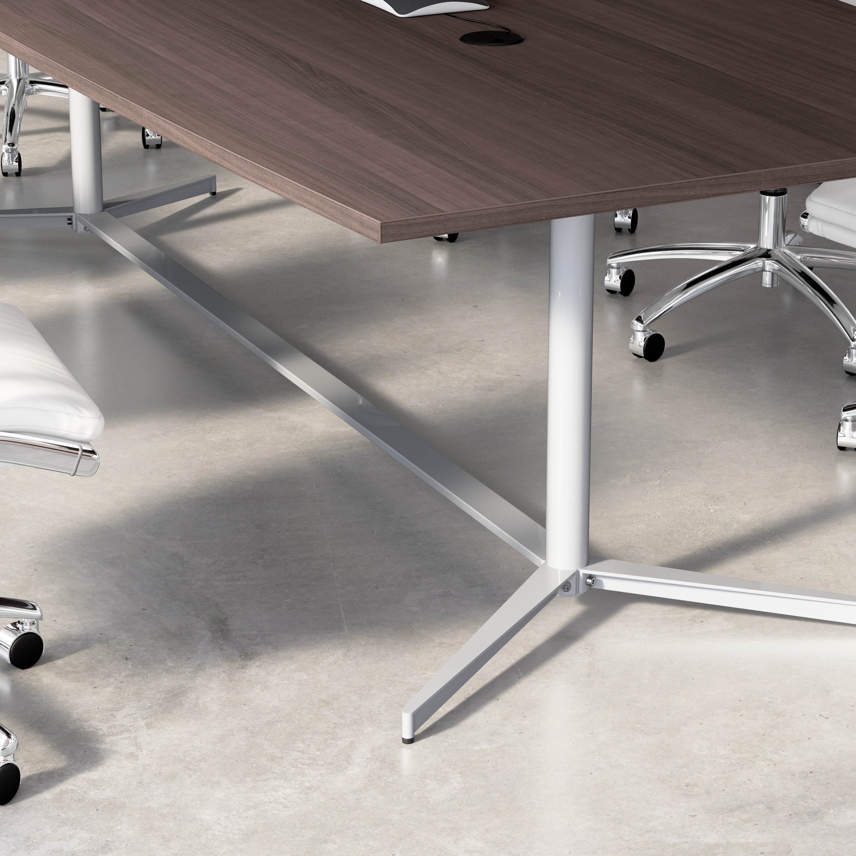 Bush Business Furniture 120-inch Office Conference Table with Metal Base in Storm Gray - 119.21" Width x 47.52" Depth x 28.65" Height