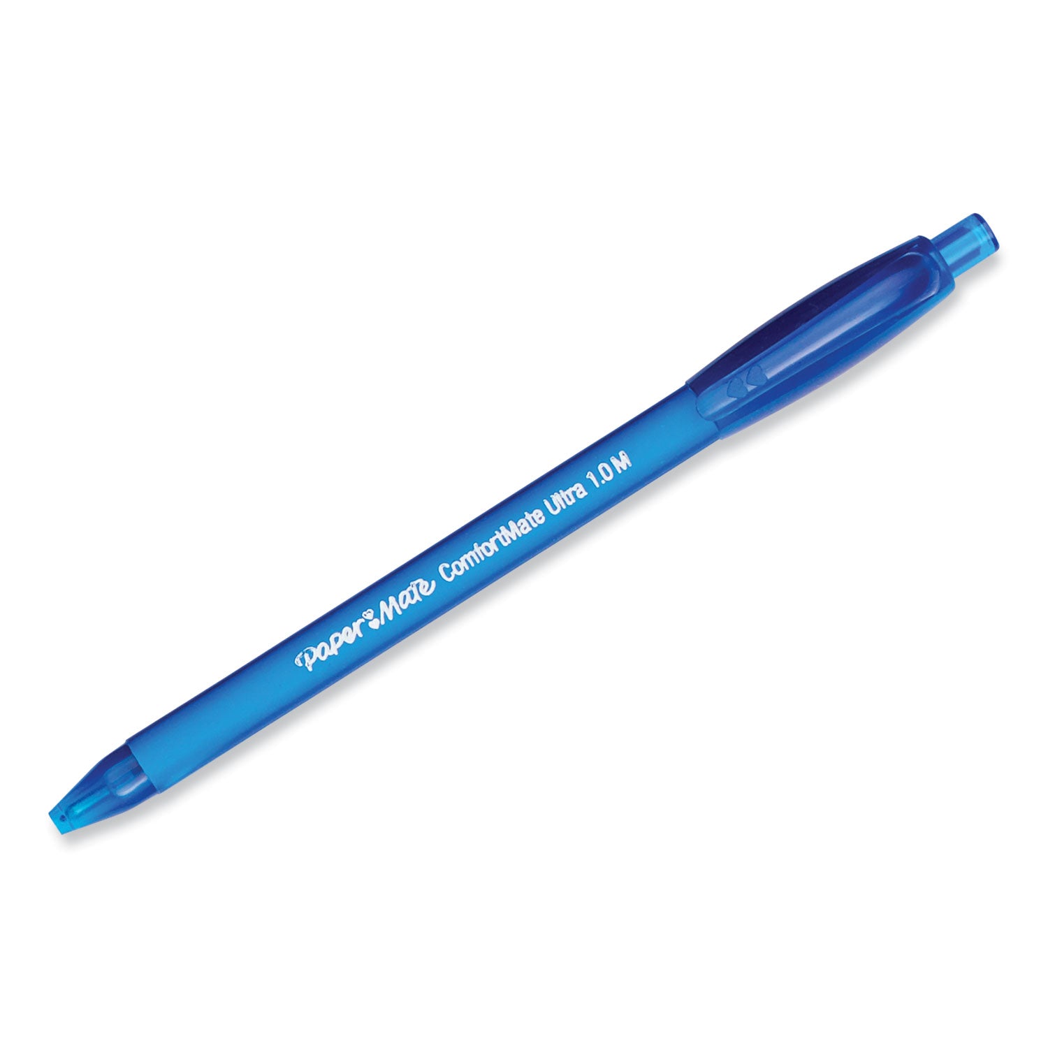 Paper Mate Comfort Mate Retractable Pens - Medium Pen Point - Retractable - Blue Ink - Rubber Barrel - 1 Dozen