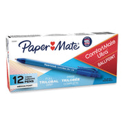 Paper Mate Comfort Mate Retractable Pens - Medium Pen Point - Retractable - Blue Ink - Rubber Barrel - 1 Dozen