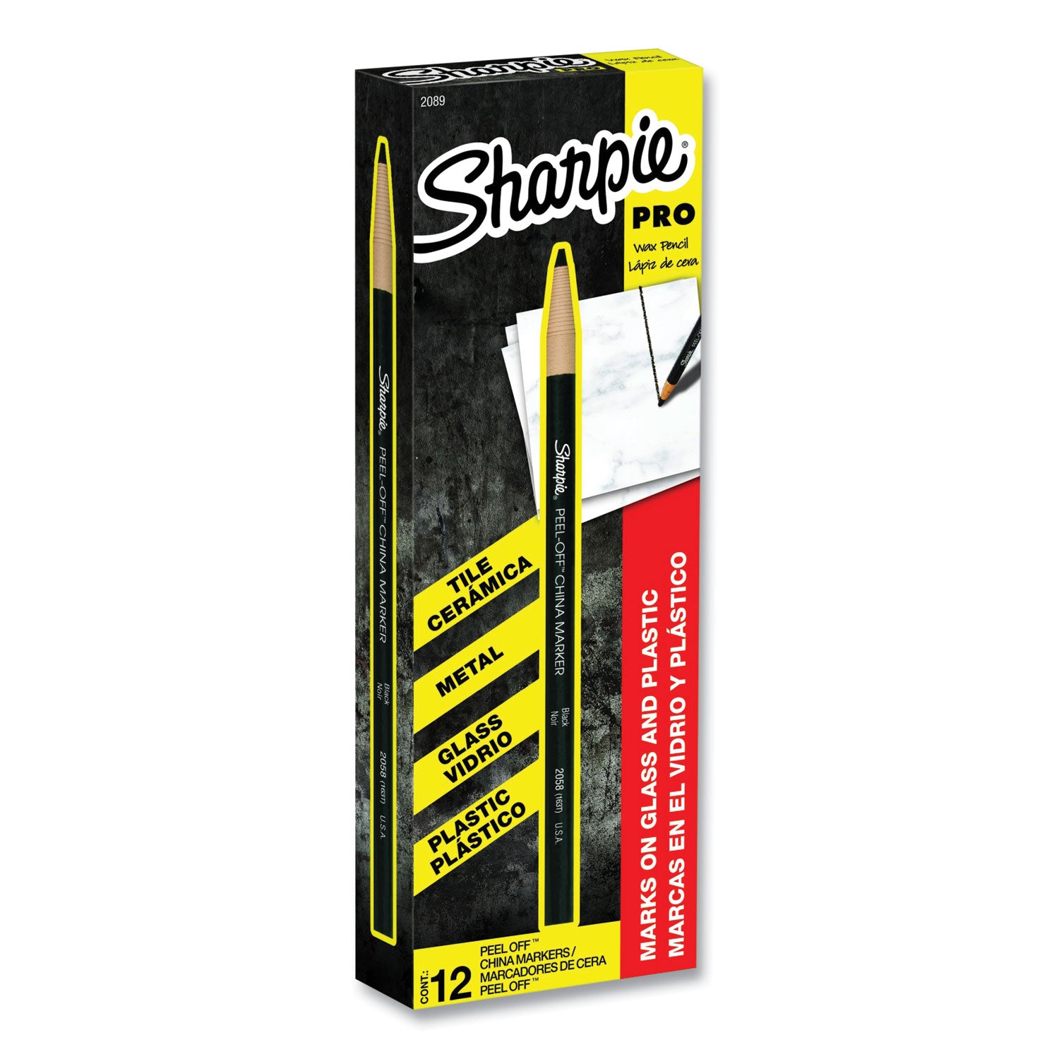 Sharpie Peel-Off China Marker - Black Lead - Black Barrel - 1 Dozen