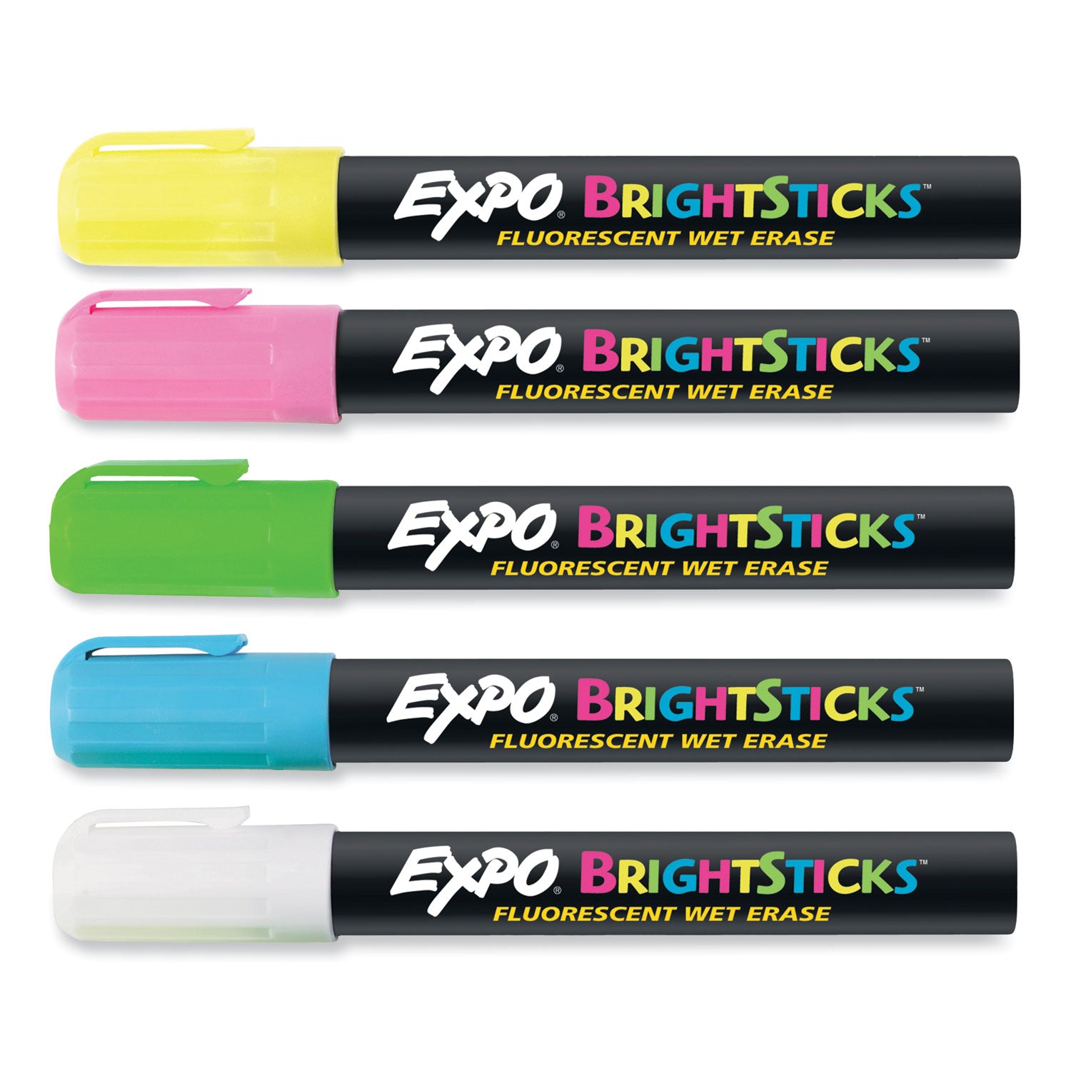 Bullet Marker Point - Pink, Blue, White, Yellow, Green Ink - Water Based - Assorted Barrel - 1 Set