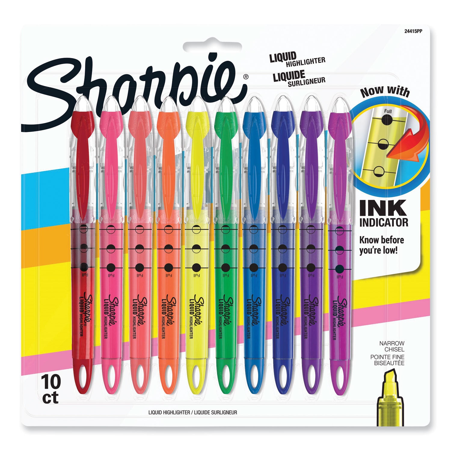 Sharpie Accent Highlighter - Liquid Pen - Micro Chisel Marker Point - Assorted Ink - Pigment-based - 10 / Set