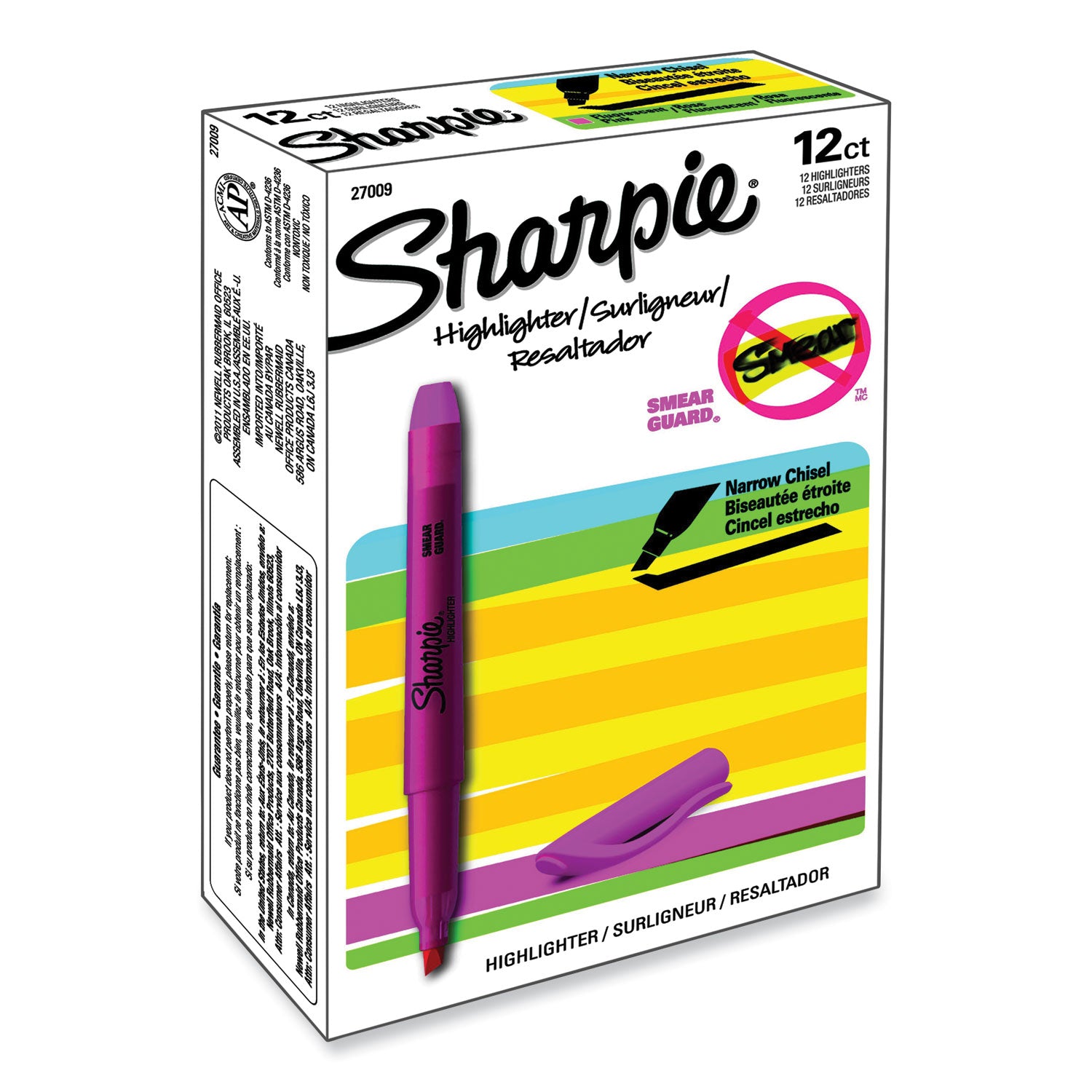 Sharpie Highlighter - Pocket - Chisel Marker Point - Fluorescent Pink Ink - 1 Dozen