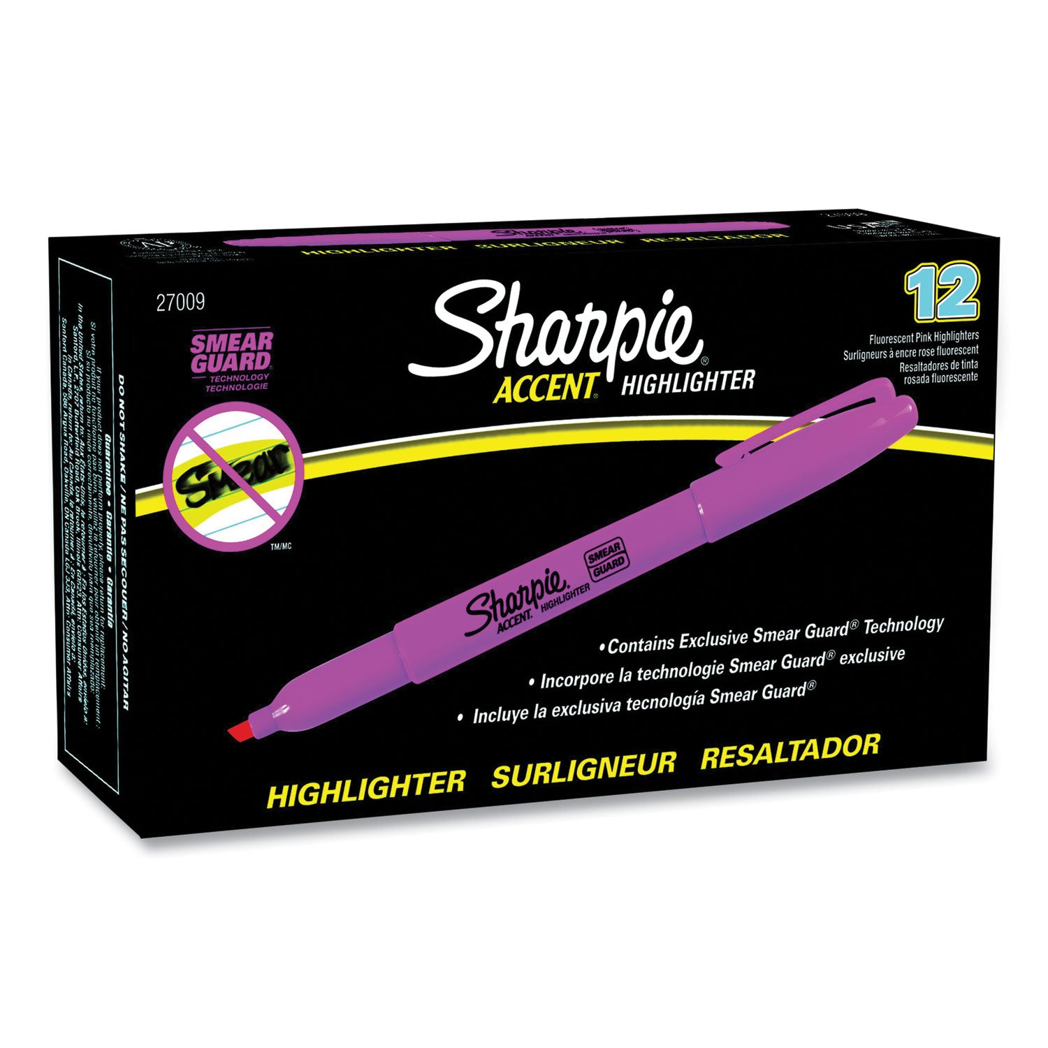 Sharpie Highlighter - Pocket - Chisel Marker Point - Fluorescent Pink Ink - 1 Dozen