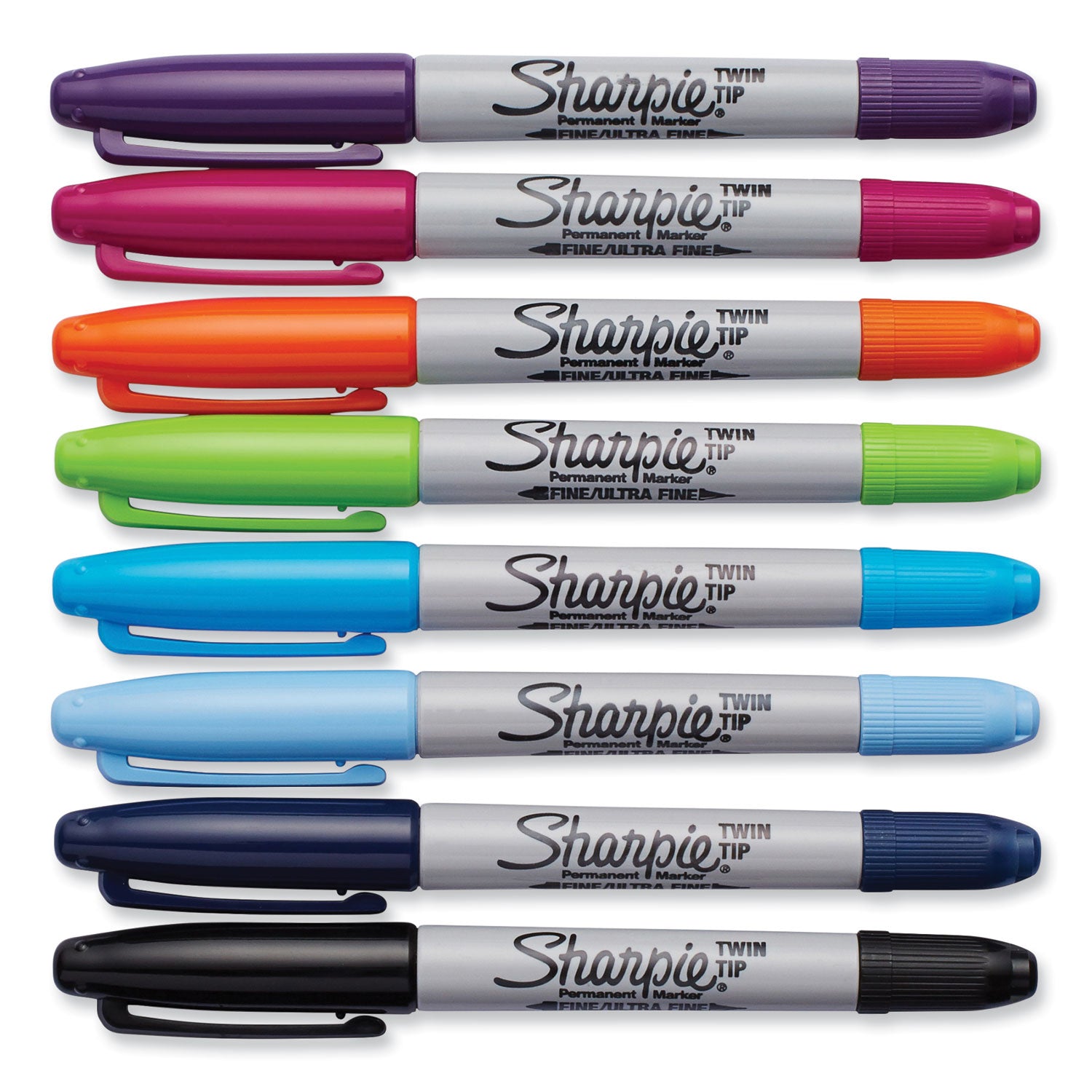Sharpie Twin Tip Permanent Marker - Fine, Ultra Fine Marker Point - Assorted Ink - Alcohol Based - 8 / Pack