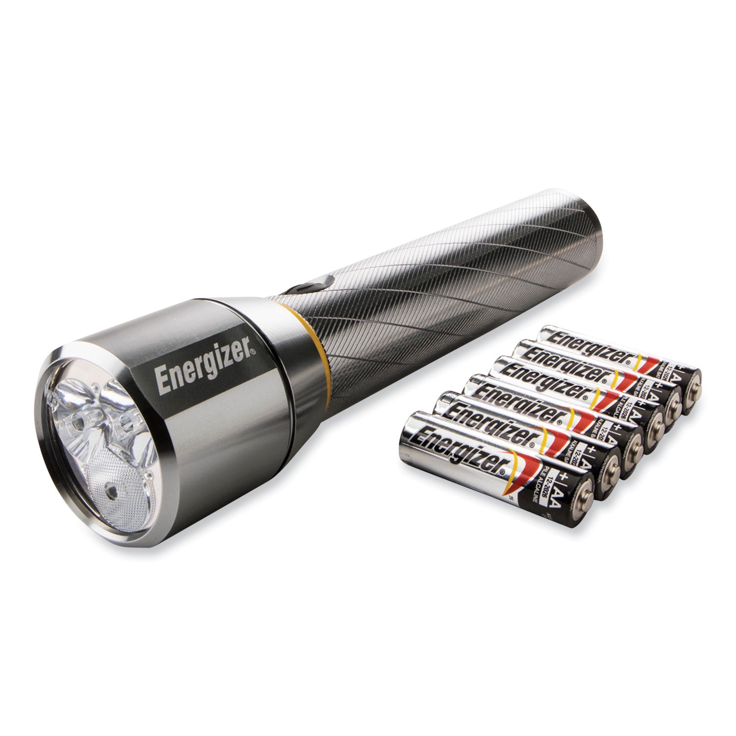Energizer Vision HD Flashlight with Digital Focus - LED - 1300 lm Lumen - 6 x AA - Battery - Metal - Water Resistant - Chrome - 1 Pack