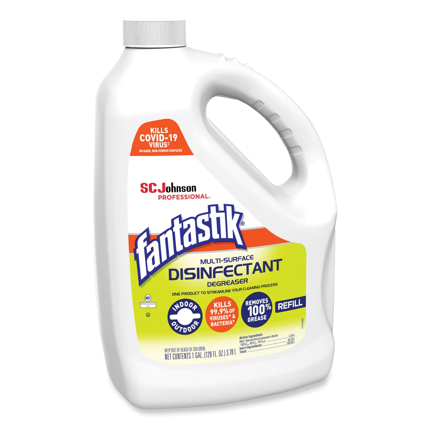 fantastik&reg; Disinfectant Degreaser - 128 fl oz (4 quart) - Fresh Scent - Disinfectant, Easy to Use, Rinse-free, Deodorize, Non-porous - White - 1 Each
