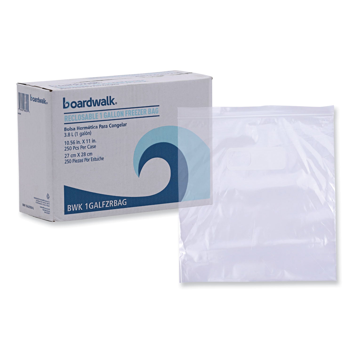 Reclosable Freezer Storage Bags, 1 gal, 10.5" x 11", Clear, 250/Box