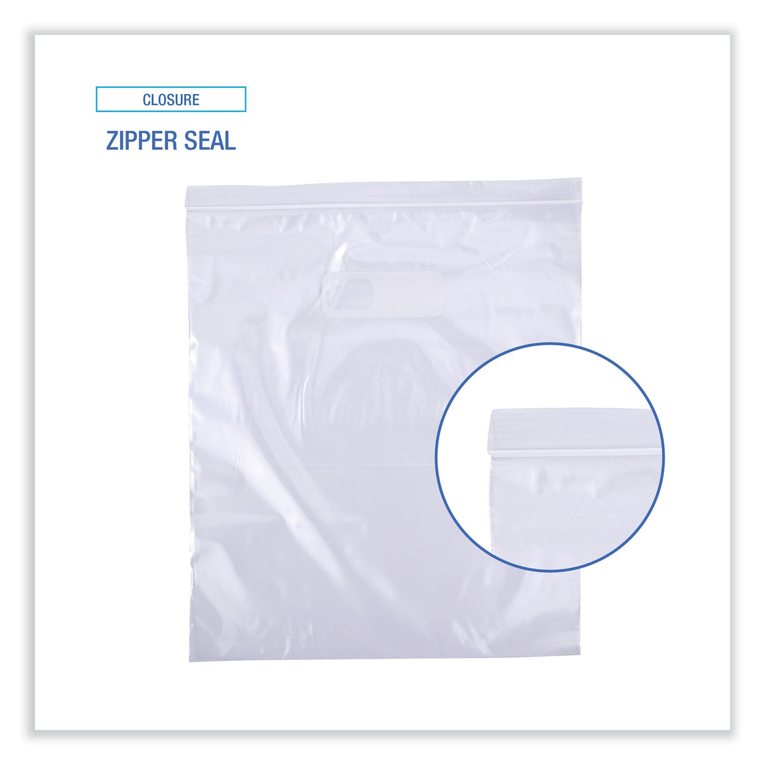 Reclosable Food Storage Bags, 2 Gallon, 13" x 15", Clear, 100/Box