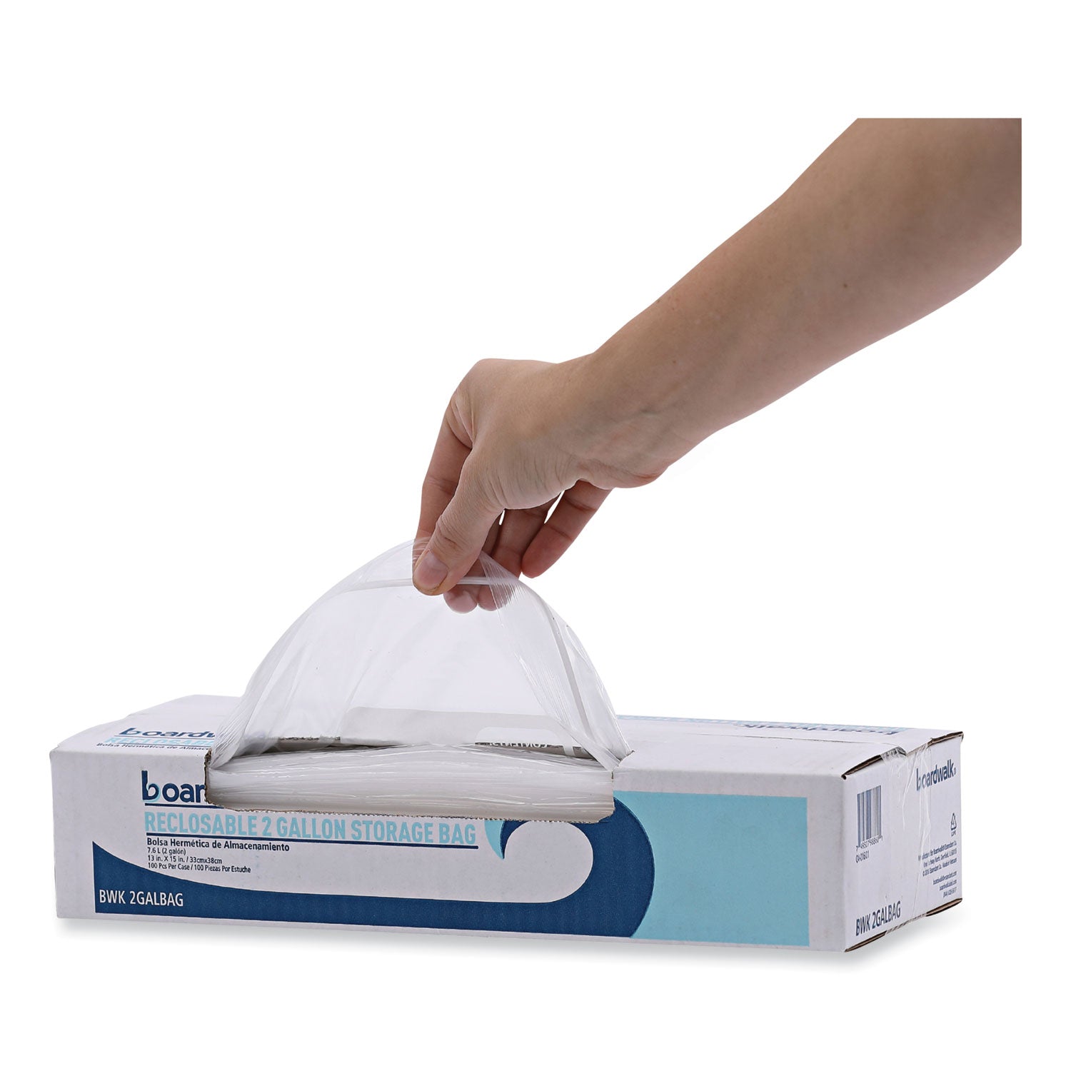 Reclosable Food Storage Bags, 2 Gallon, 13" x 15", Clear, 100/Box