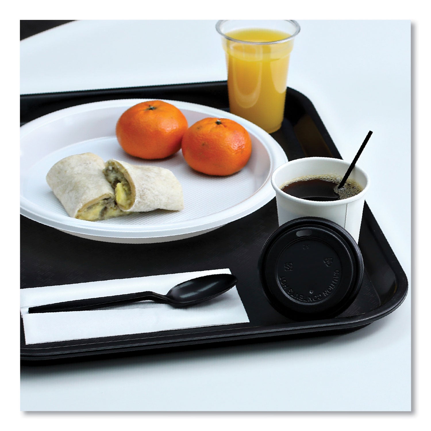 Hot Cup Lids, Fits 8 oz Hot Cups, Plastic, Black, 1,000/Carton