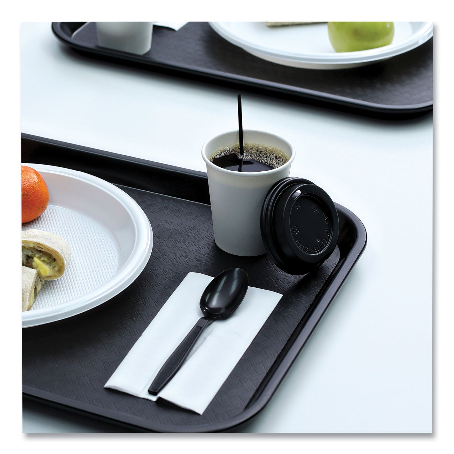 Hot Cup Lids, Fits 8 oz Hot Cups, Plastic, Black, 1,000/Carton