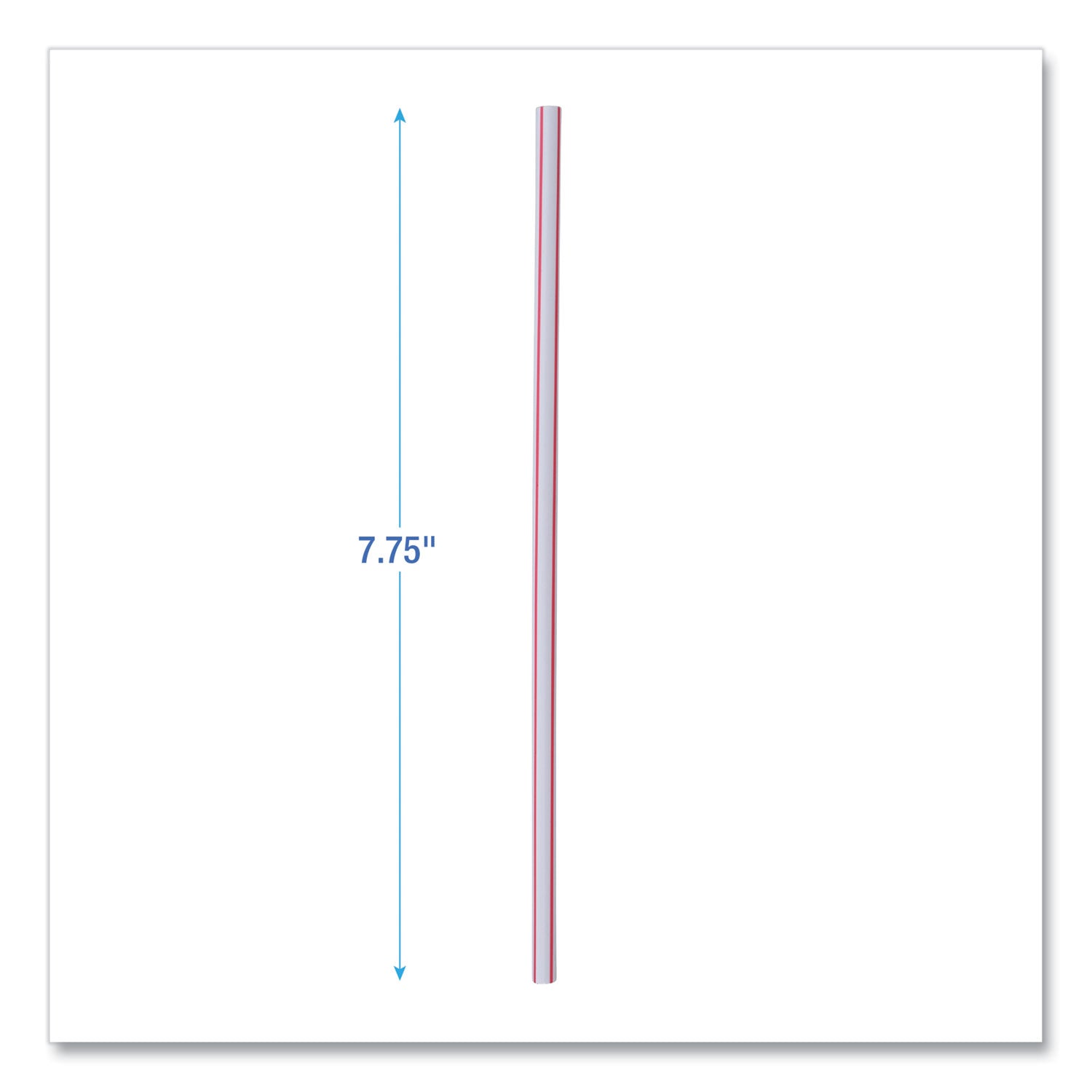 Wrapped Jumbo Straws, 7.75", Plastic, White/Red Stripe, 400/Pack, 25 Packs/Carton