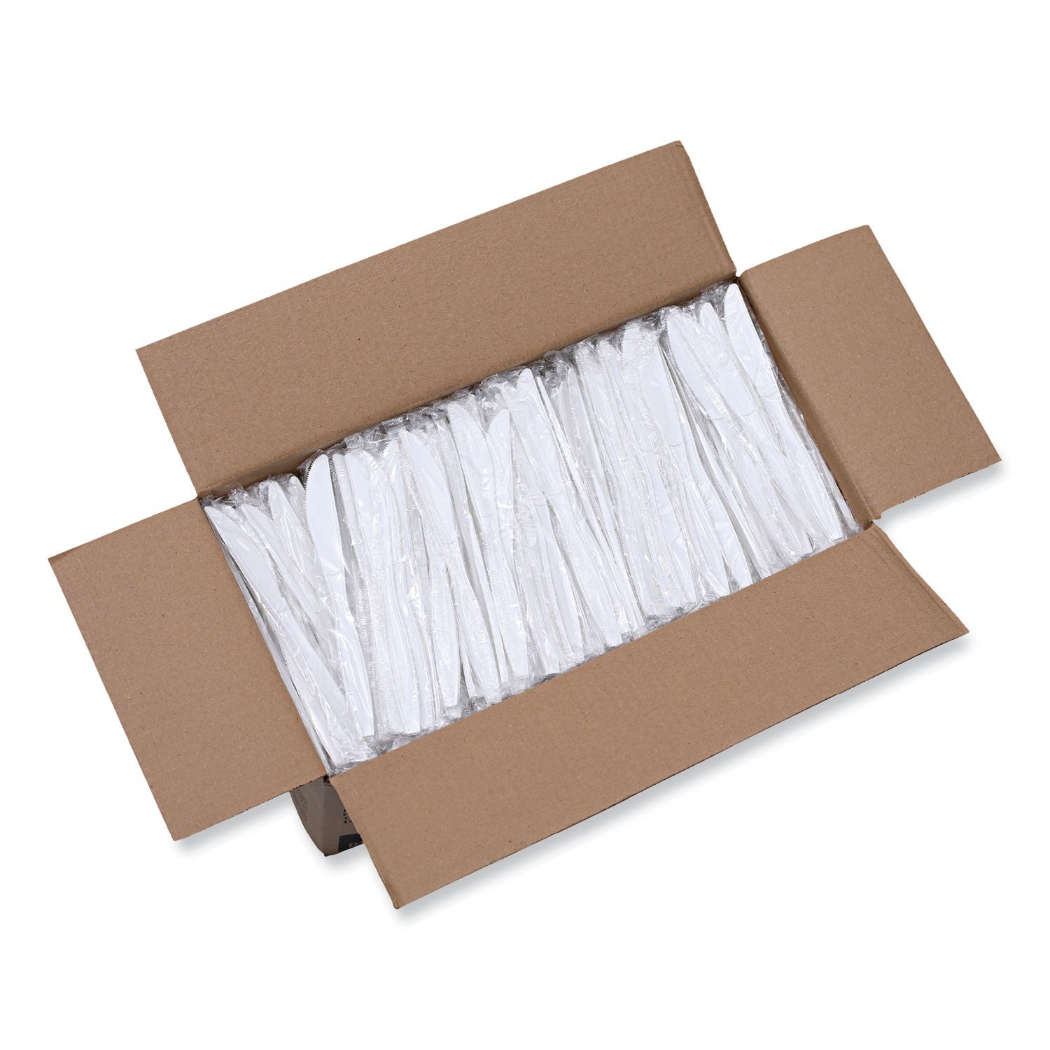 Heavyweight Wrapped Polypropylene Cutlery, Knife, Plastic, White, 1,000/Carton